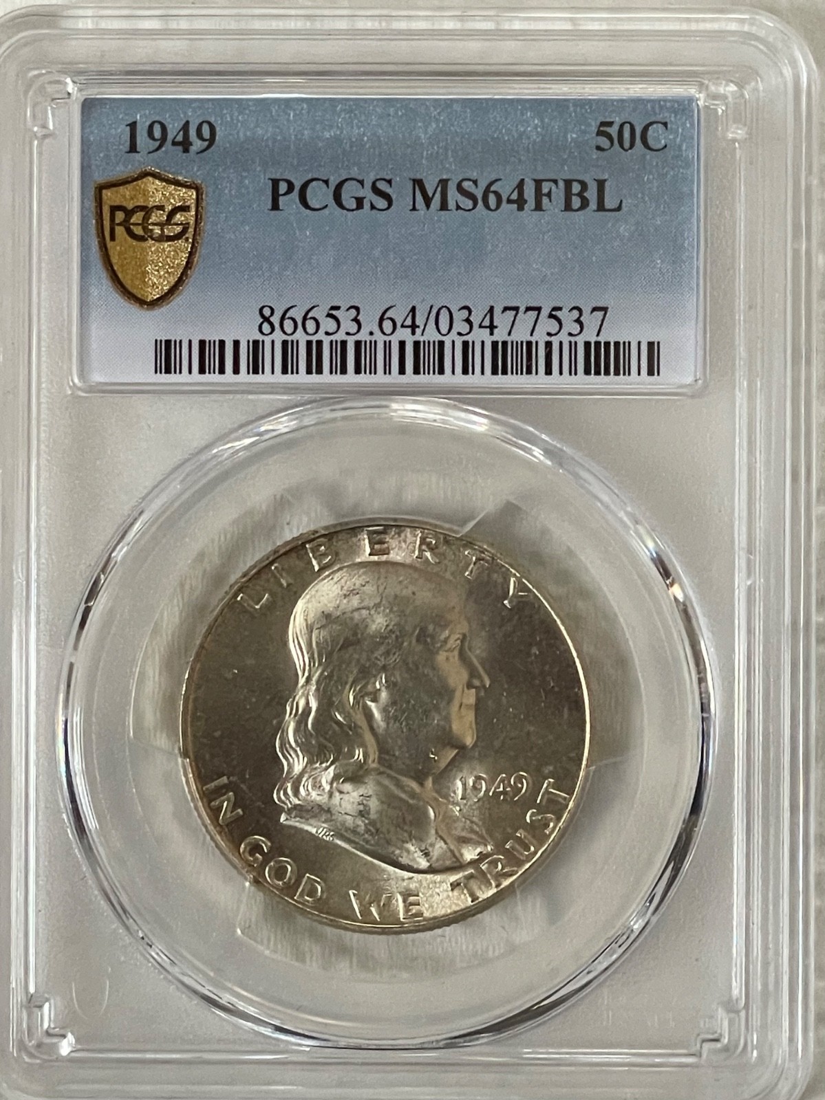 1949 50¢ Franklin Half Dollar PCGS MS64FBL FULL BELL LINES -FREE SHIPPING-