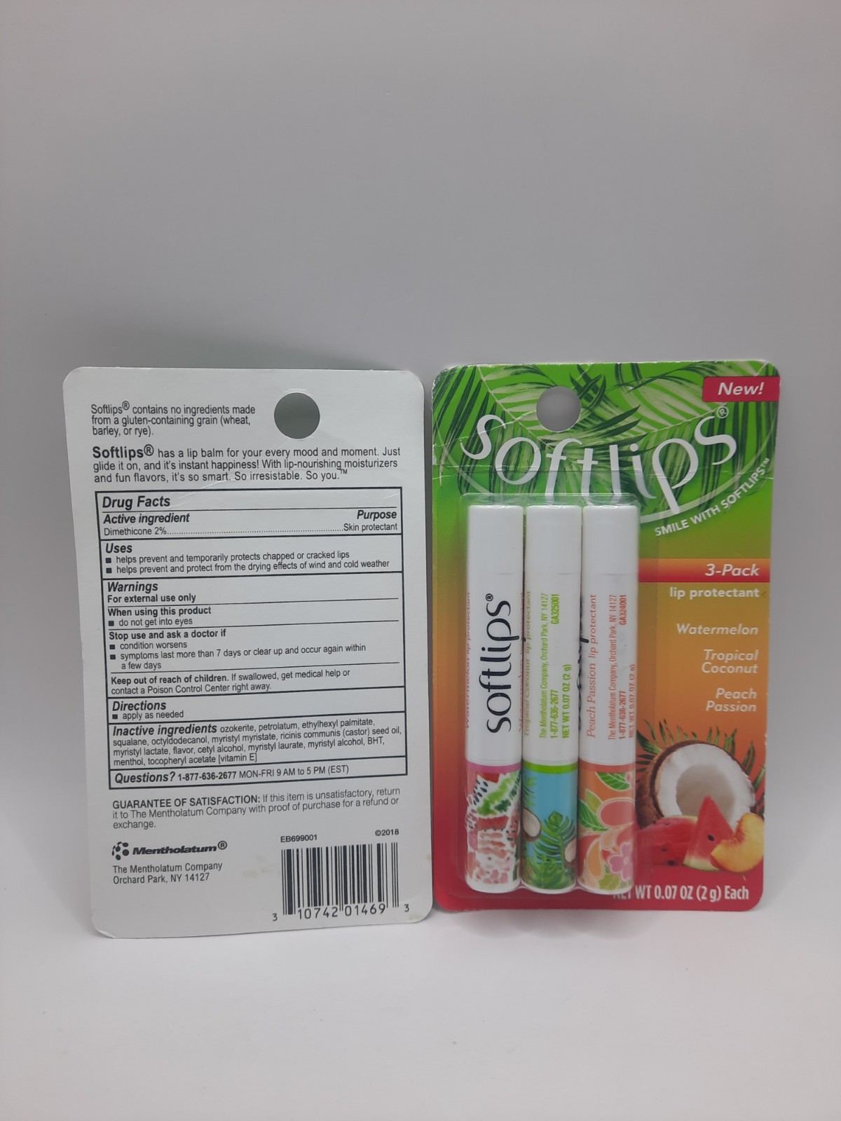 Softlips Daily Lip Moisturizer Tropical Flavored Lip NEW ☆TWO PACK☆ Six Sticks