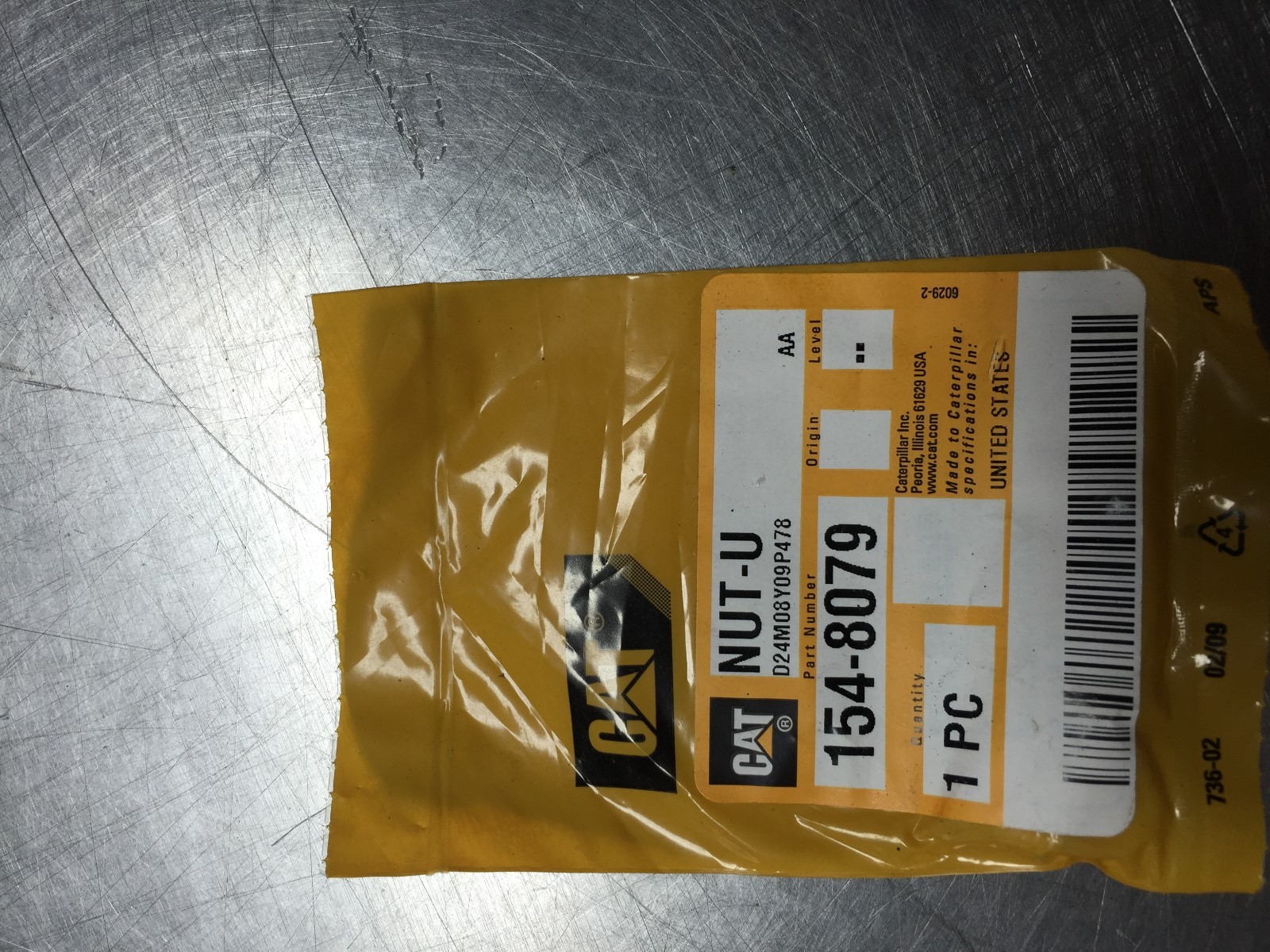 1548079 CAT NUT - U-TYPE RETAINER Caterpillar 154-8079 QTY of 2 NUTS