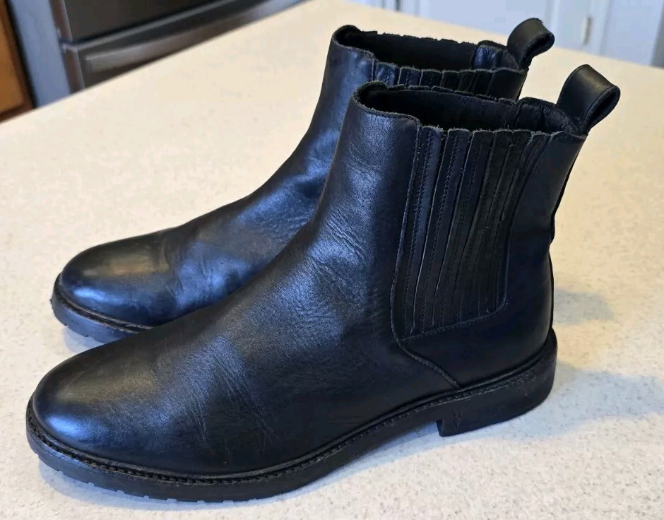 Men's ALLSAINTS Black Leather On Chelsea Ankle Boots Size 46