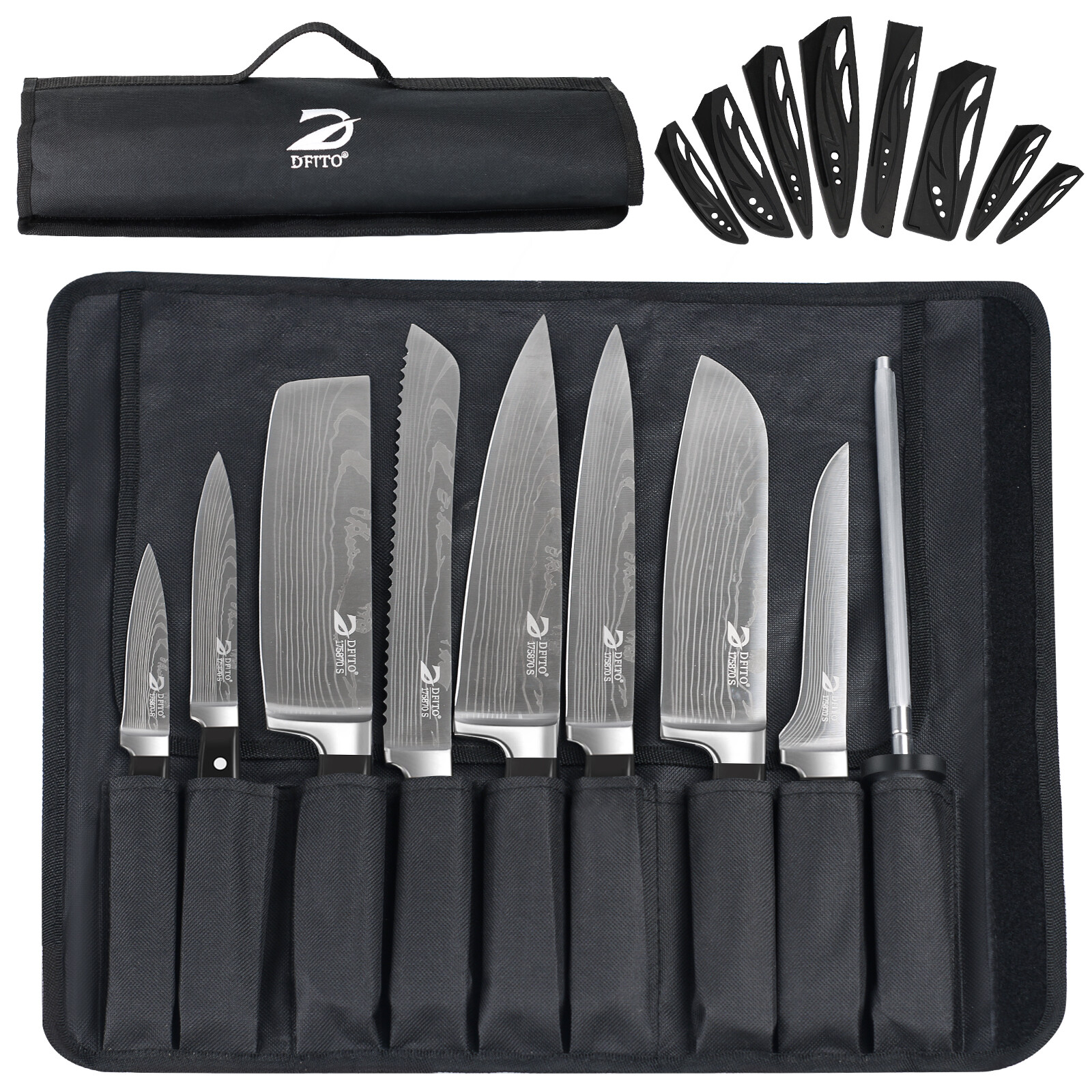 Professional Chef Knife Set 8PCS Kitchen Knife Set with Bag with Knife Sharpener