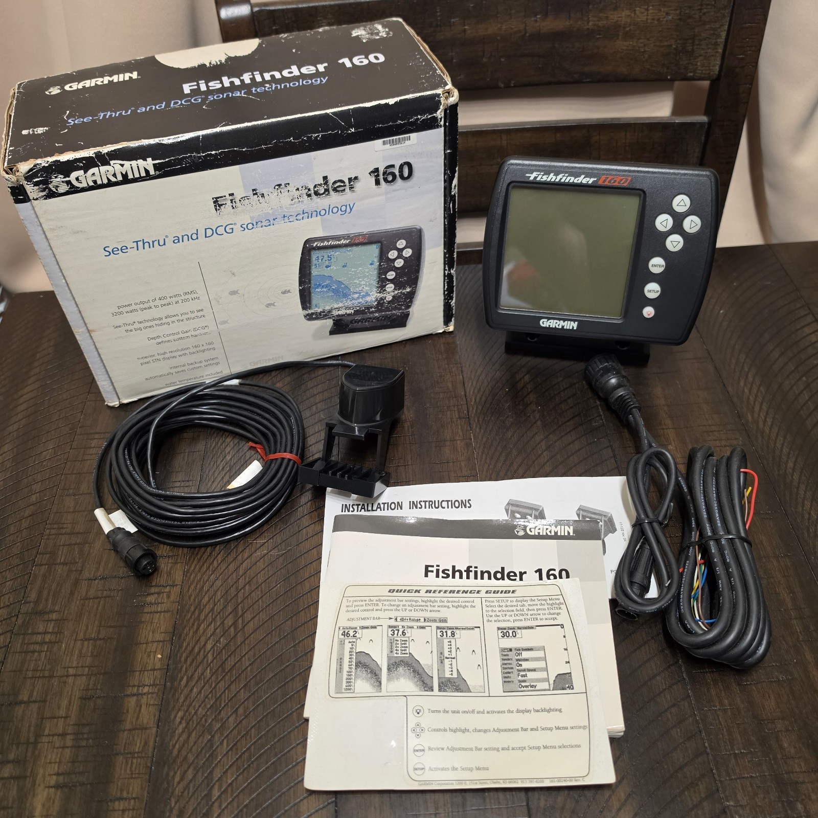 Garmin Fishfinder 160 Complete In Box With Power Cord And Transducer