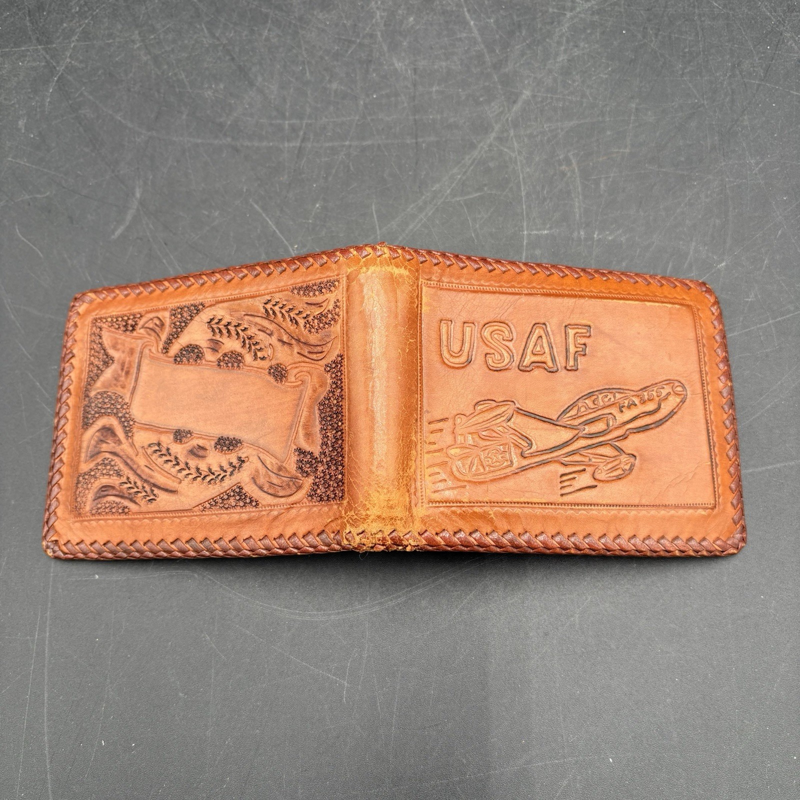 Vtg USAF Leather Wallet Tooled Air Force