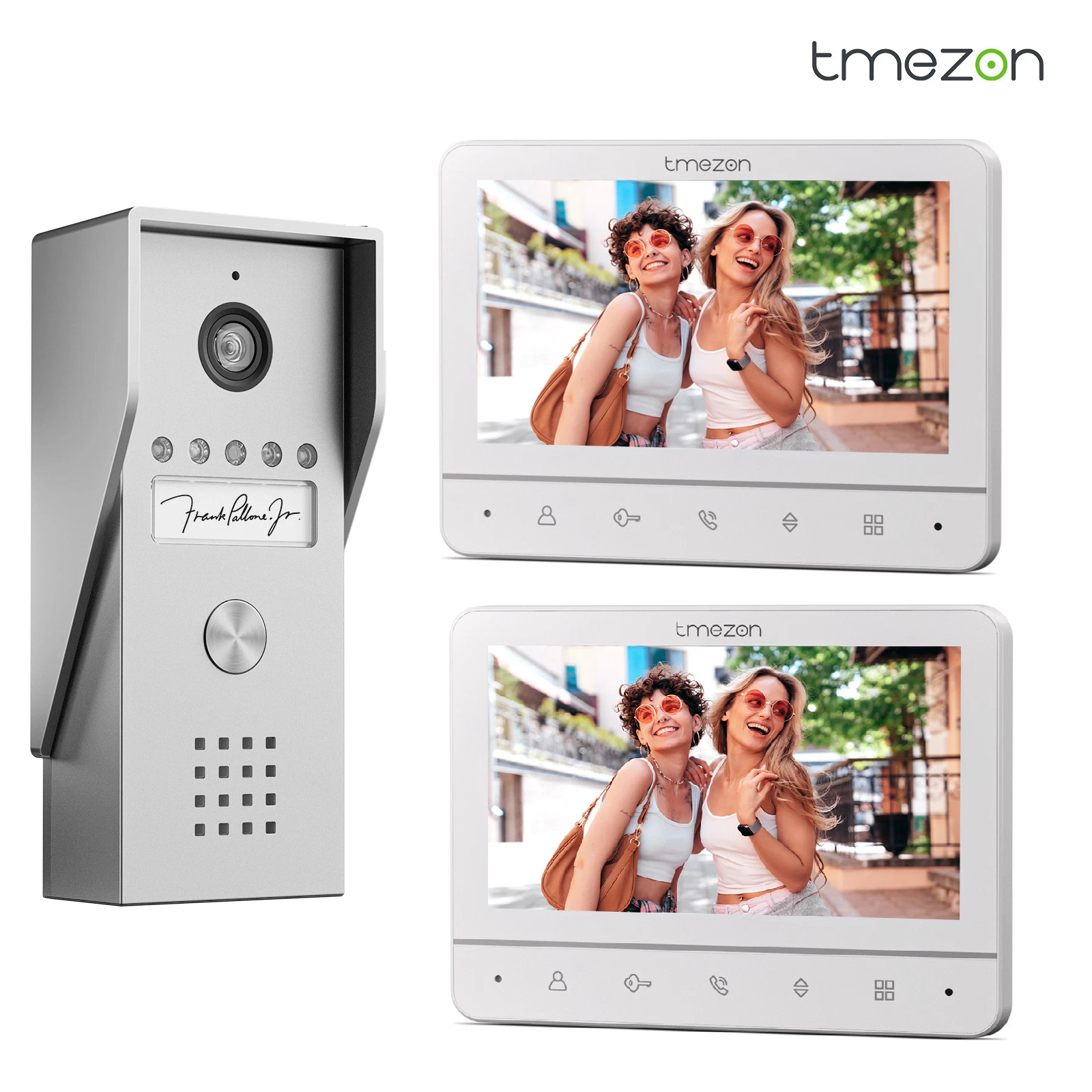 TMEZON Video Intercom System, 2x 7'' Screen Video Doorbell with Monitor IR CUT