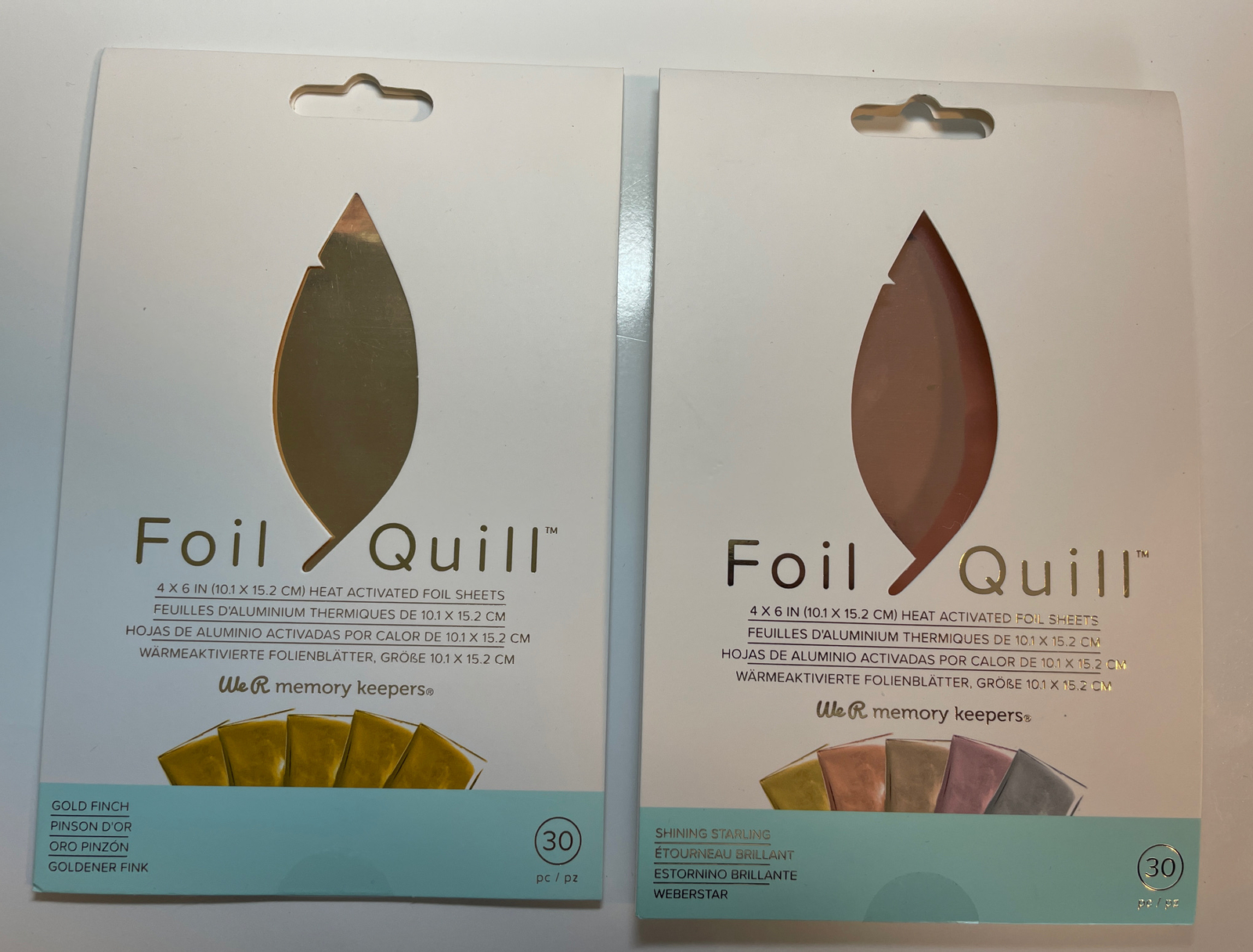 Lot Of 2 We R Memory Keepers Foil Quill Foil Sheets 4"X6" 30/- Gold / Shining