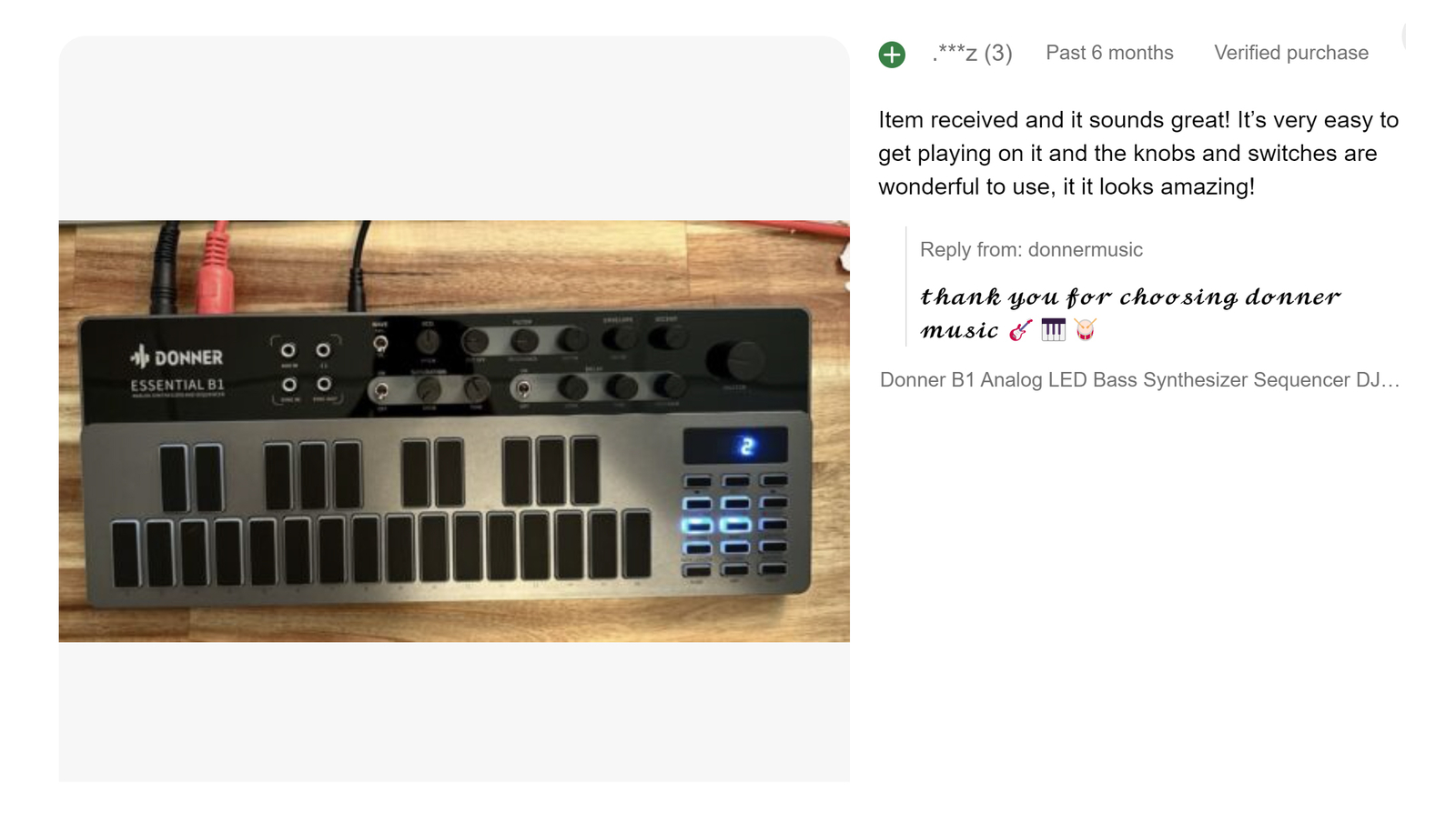 Analog Bass Synthesizer Sequencer, Donner Essential B1 with Intuitive Interface