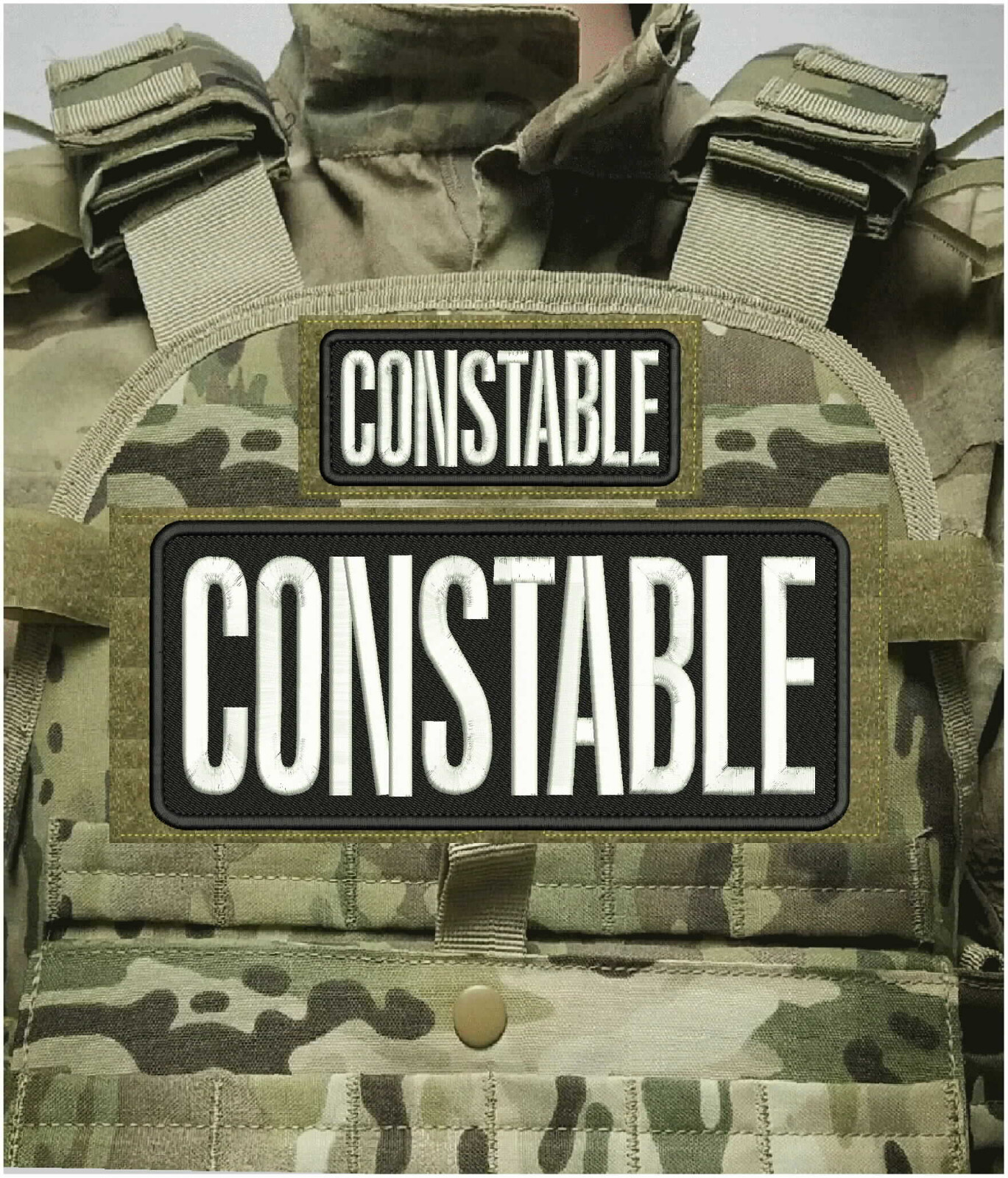 CONSTABLE EMBROIDERY PATCH 4X10 AND 2X5 HOOK ON BACK BLK/WHITE
