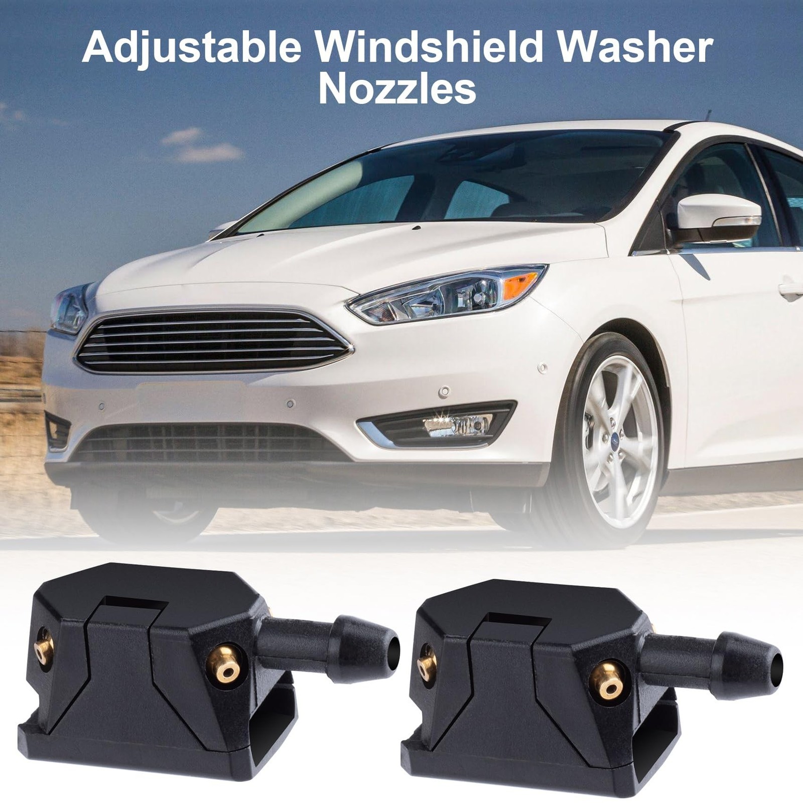 2pcs Adjustable Windshield Washer Nozzles, 3-Way Universal Aimable Car Front ...