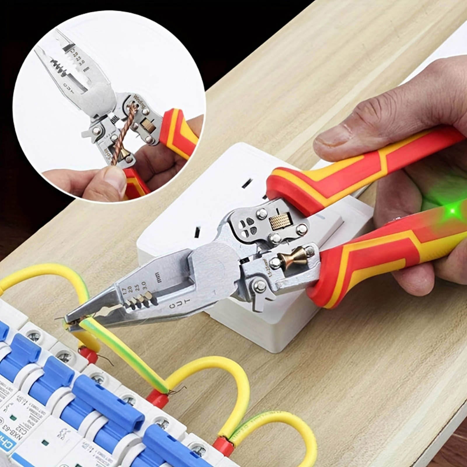 Multi Function Wire Stripper Tool Voltage Tester Pliers with Wire Twister Cutter