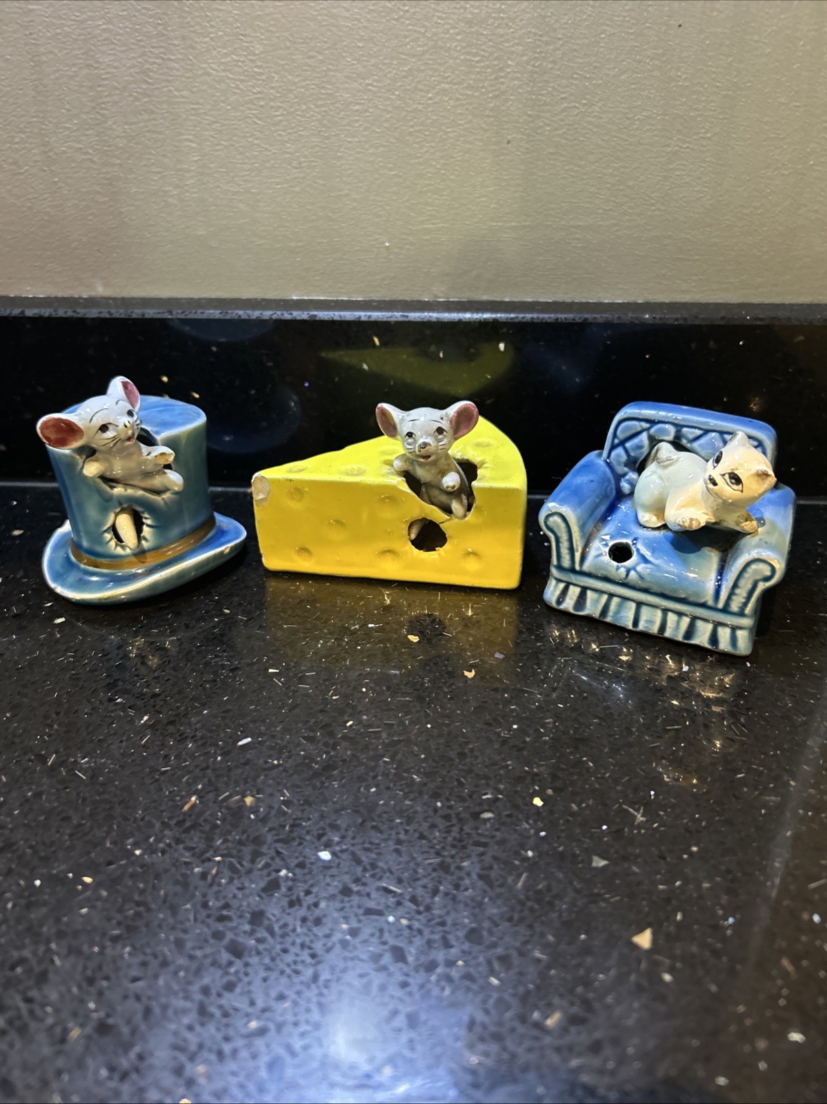 Vintage Mouse Cat Match/Toothpick Holder Bundle Kitsch Japan 1960’s Rare