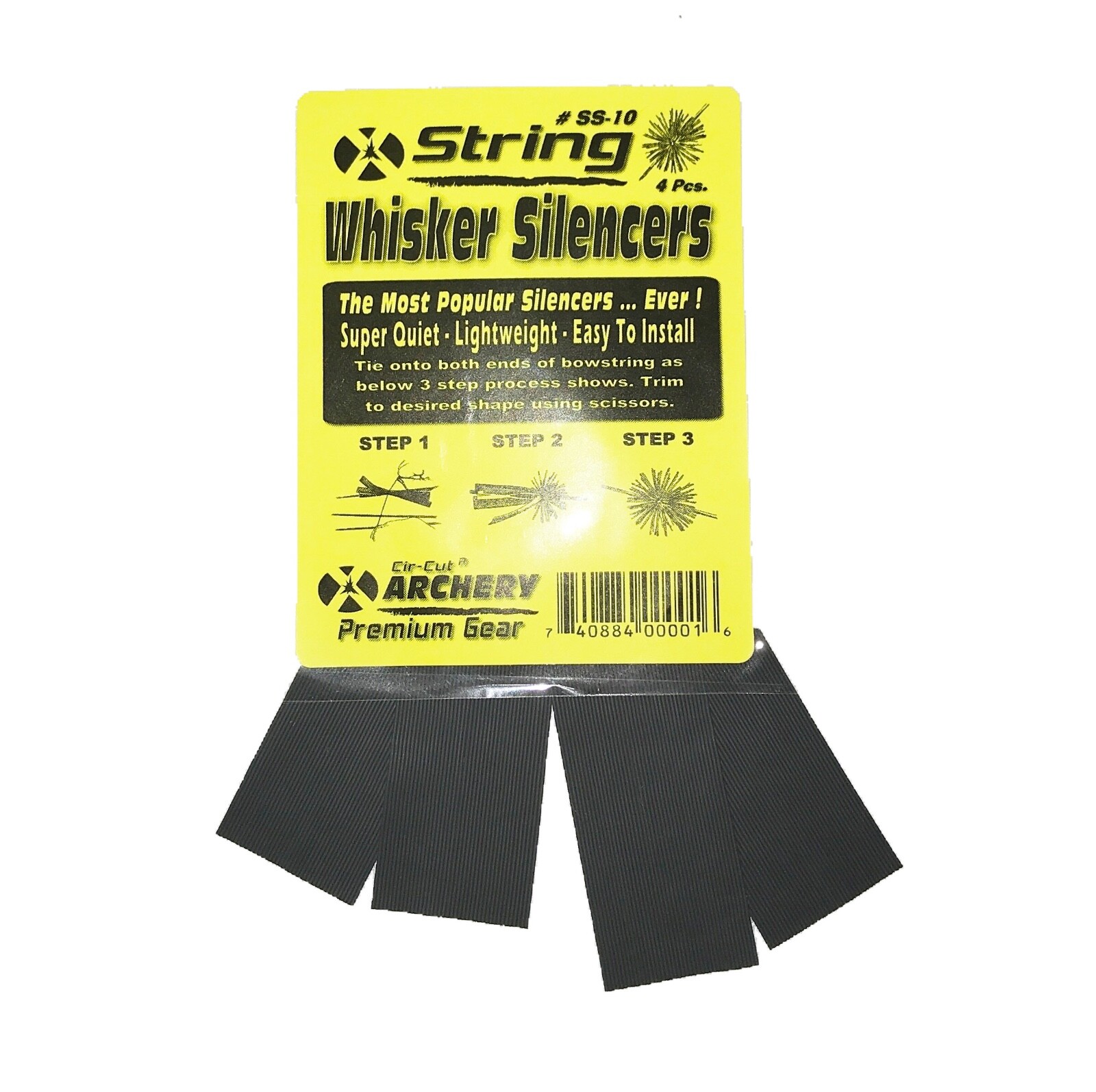 4 PC PACK - RUBBER BOW STRING SILNCERS - Reduces Vibration and Noise - USA SHIP