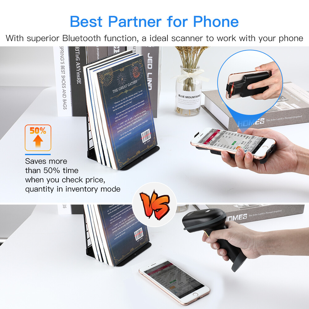 Eyoyo 1D 2D Phone Back Clip Cover Barcode Scanner Bluetooth Bar Code Reader