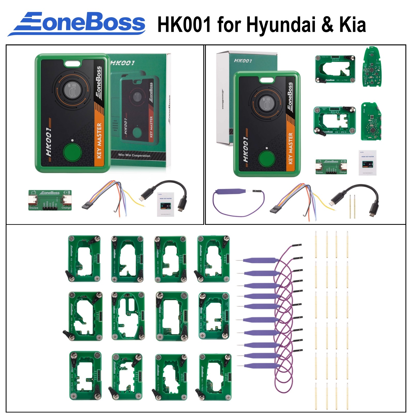 EONEBOSS HK001 KEY MASTER & Optional Adapter Set 12-Piece for Hyundai & Kia