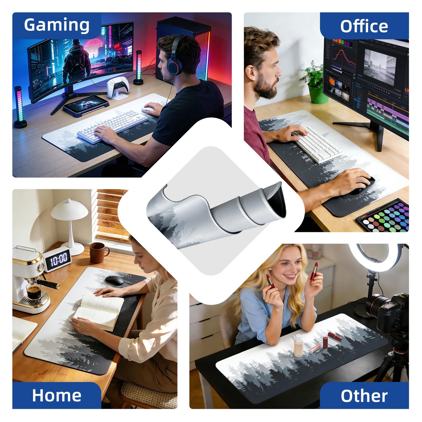 Galdas Mouse Pad For Gaming,Forest Background Pattern XXL XL Large Mouse Mat ...