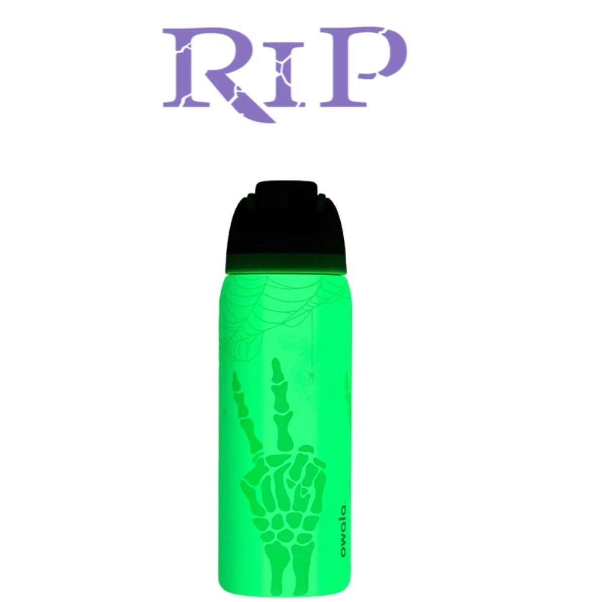 Owala Freesip 32oz Halloween RIP Skeleton Web GITD Multicolor Cup Bottle