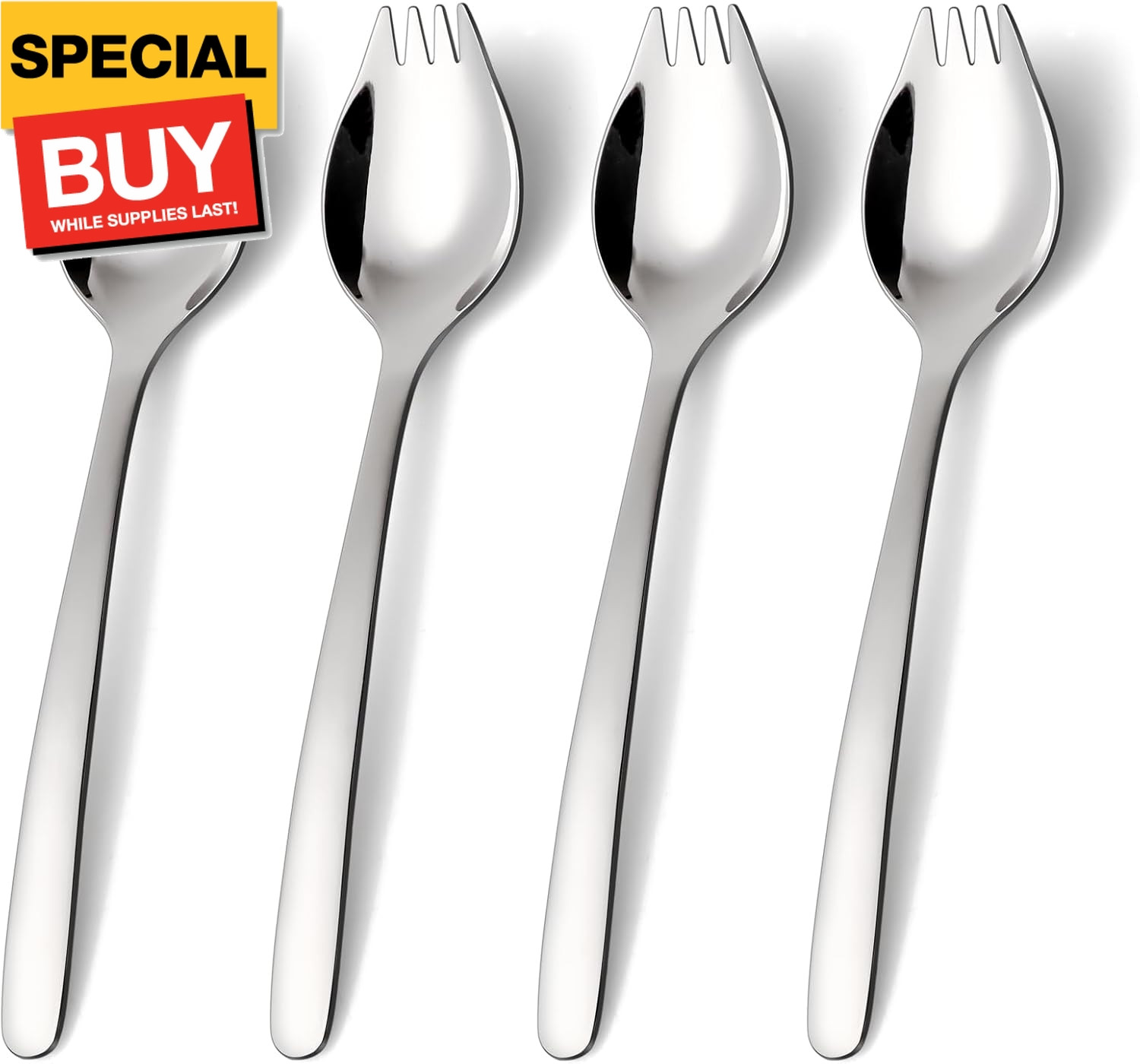 7-inch Spork Stainless Steel, Reusable Metal Sporks, Set of 4