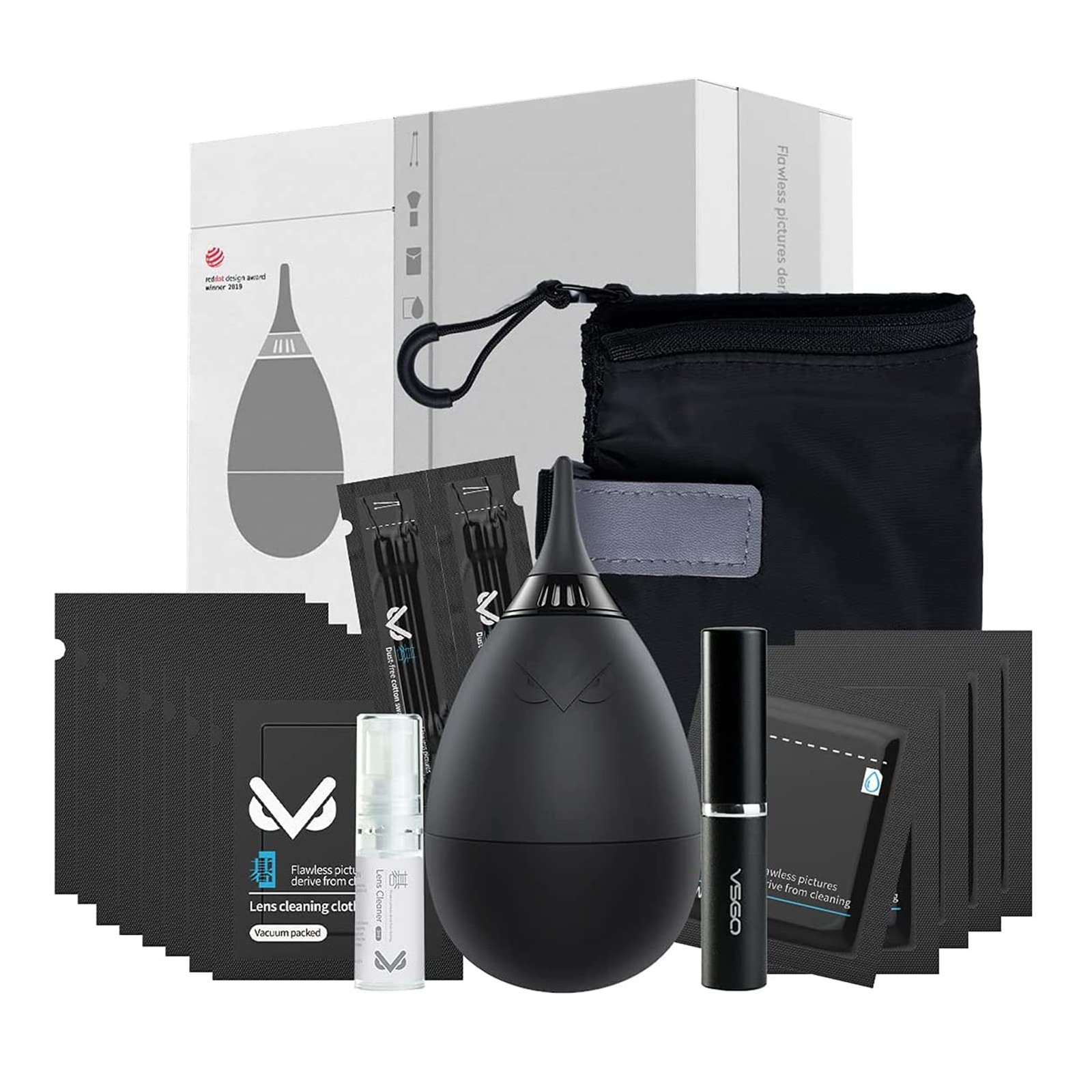 New VSGO Professional Lens Cleaning Kit with Air Blower Folding Pouch Microfiber