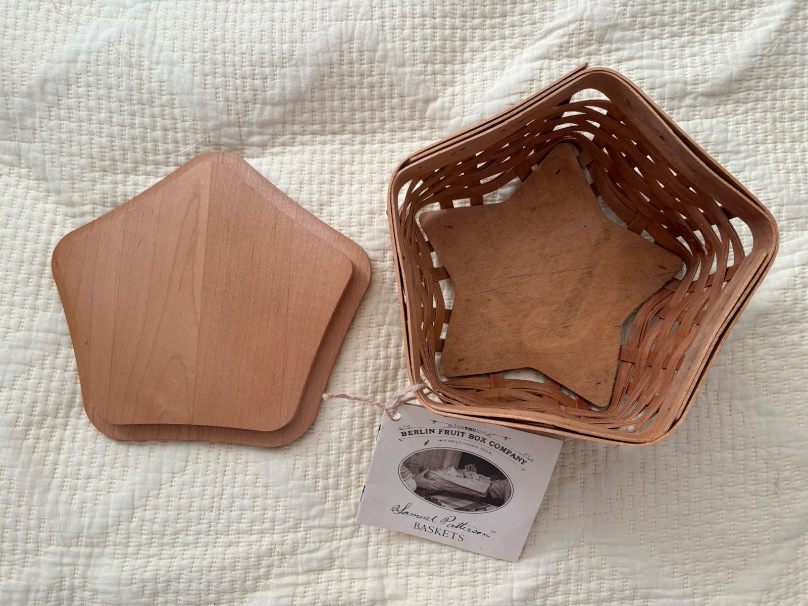 Grange Commemorative Wood Covered Star Shaped Basket (signed & dated)
