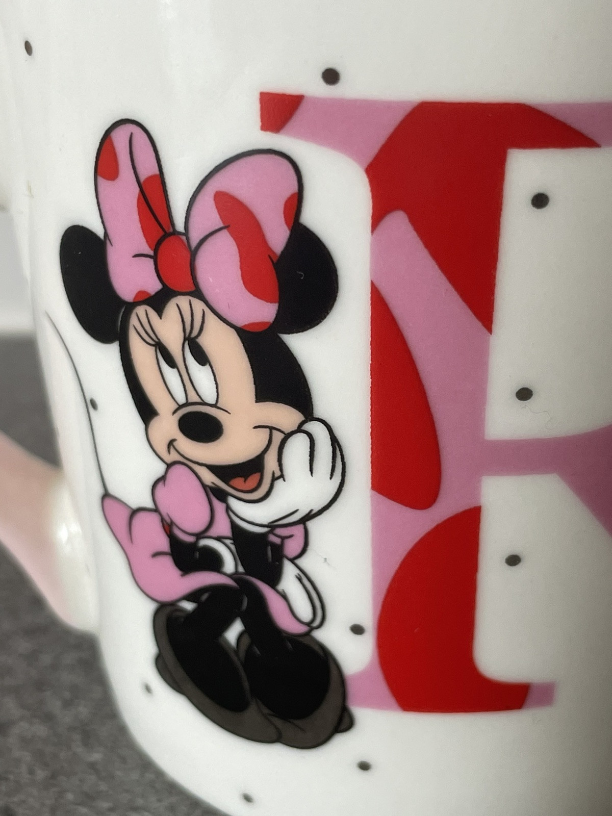 Disney Minnie Mouse Cup Mug Initial Letter " R " TJ Morris