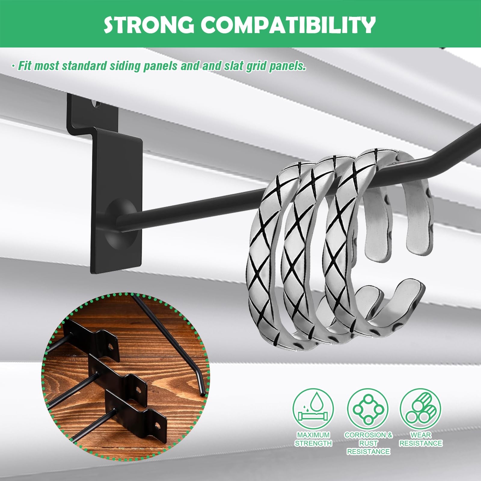 20Pcs 6" and 8" Slatwall Gridwall Hooks Bulk Set, 4mm Thickness Panel Display...