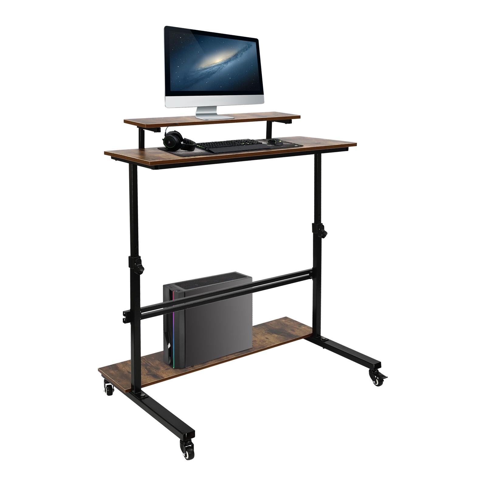 Height Adjustable Computer Laptop Desk Rolling Standing Table for Sofa Bedside