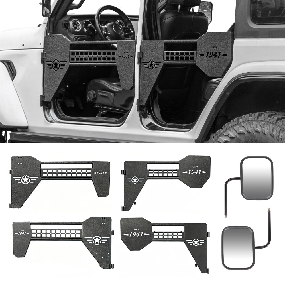 Steel Half Doors with Mirrors, 4PCS for Jeep Wrangler JL & Gladiator JT2018-2026