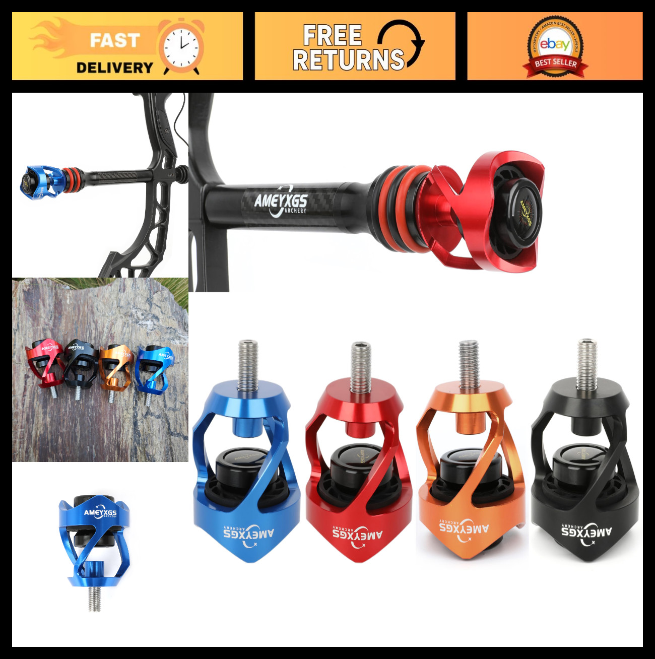 Universal Archery Bow Stabilizer Weight Balance Bar - Shock Absorber, 5/16" Thre