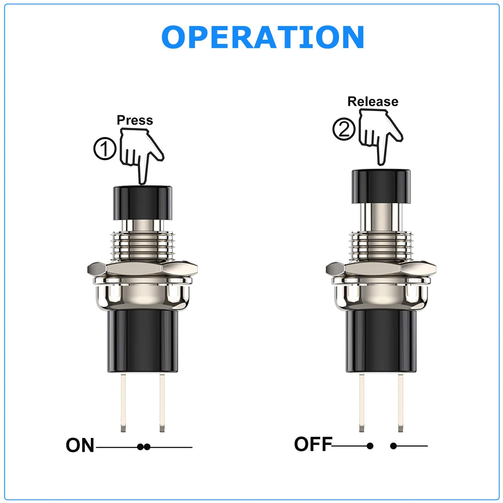 10pcs Lockless Momentary On Off Push button Black Mini Switch PBS-110 M121