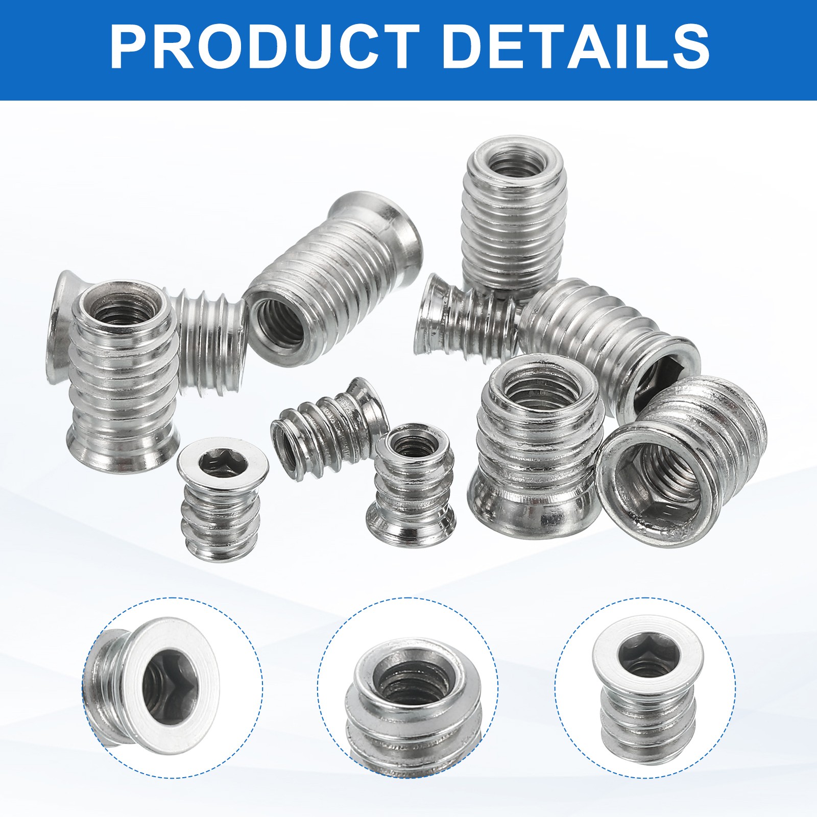 12Pcs Threaded Inserts Nuts, M5x12mm Hex Socket Drive Nut Inserts for Wood