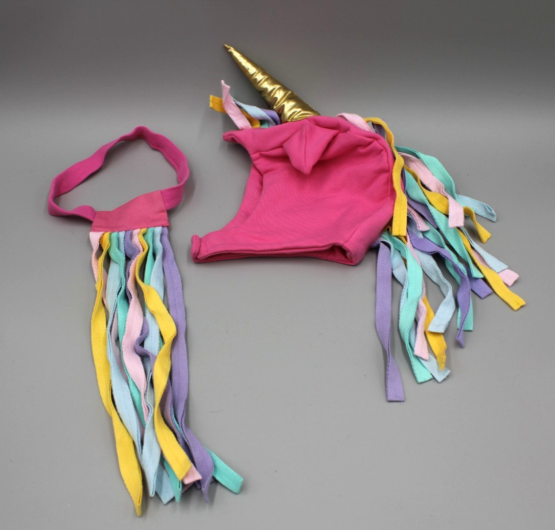 Band of The Wild PINK Unicorn Costume Hat/Tail Set Size Large Colorful Rainbow