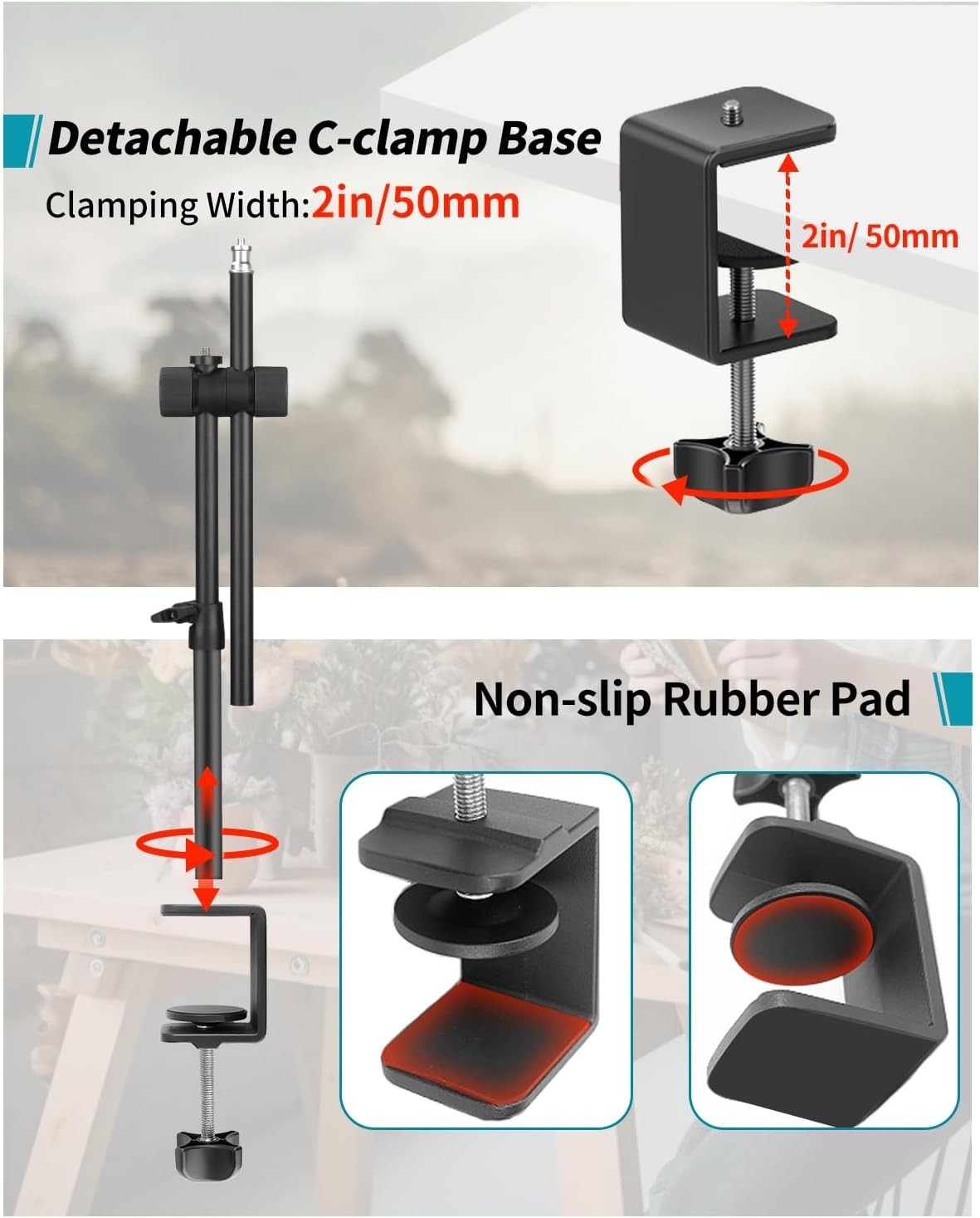 Overhead Camera Mount Desk Stand 360 Adjustable Magic Arm Webcam Phone Clamp