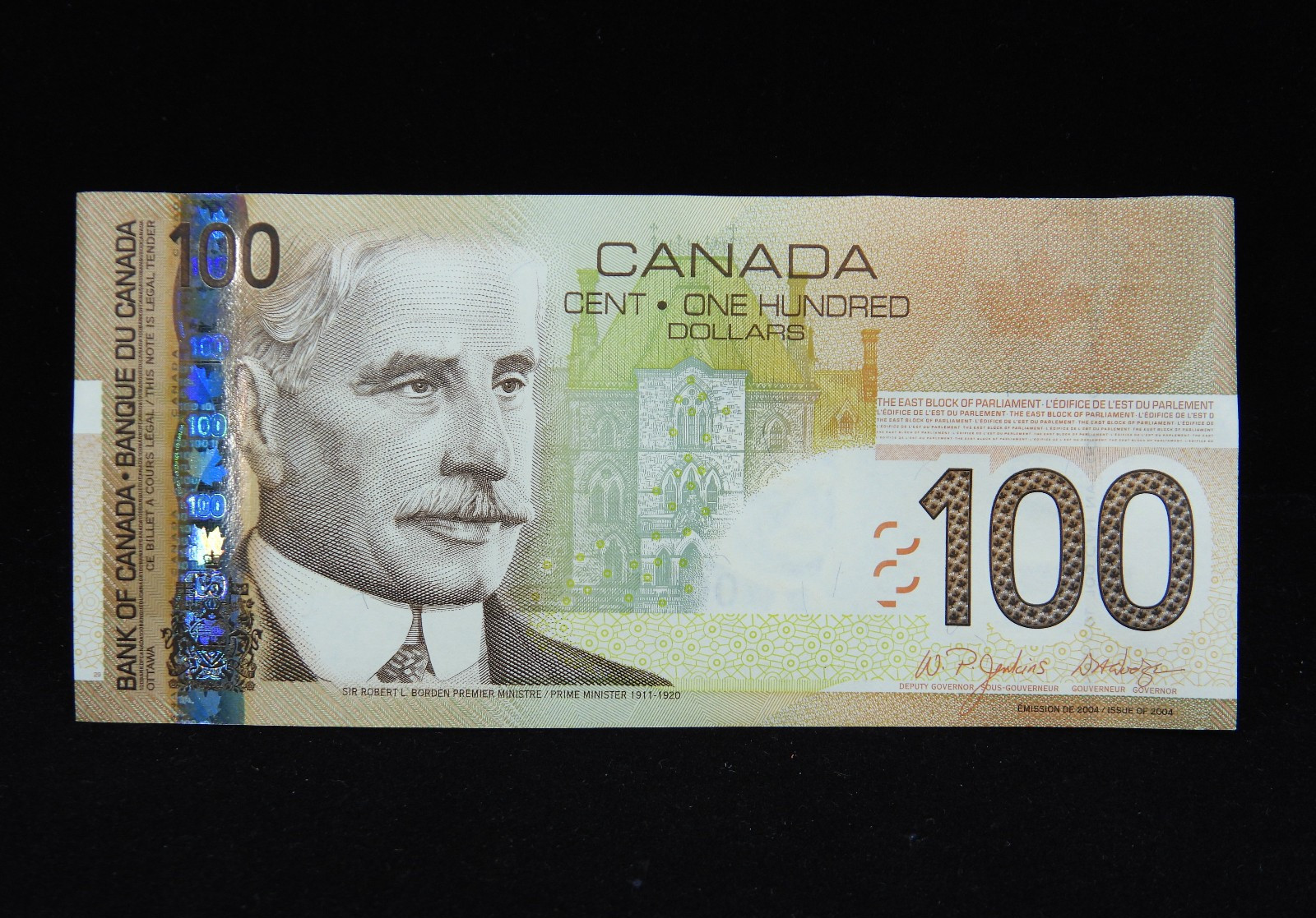 2004 $100 Bank of Canada Banknote EJB 9887865 Jenkins Dodge UNC Grade 2003 Print