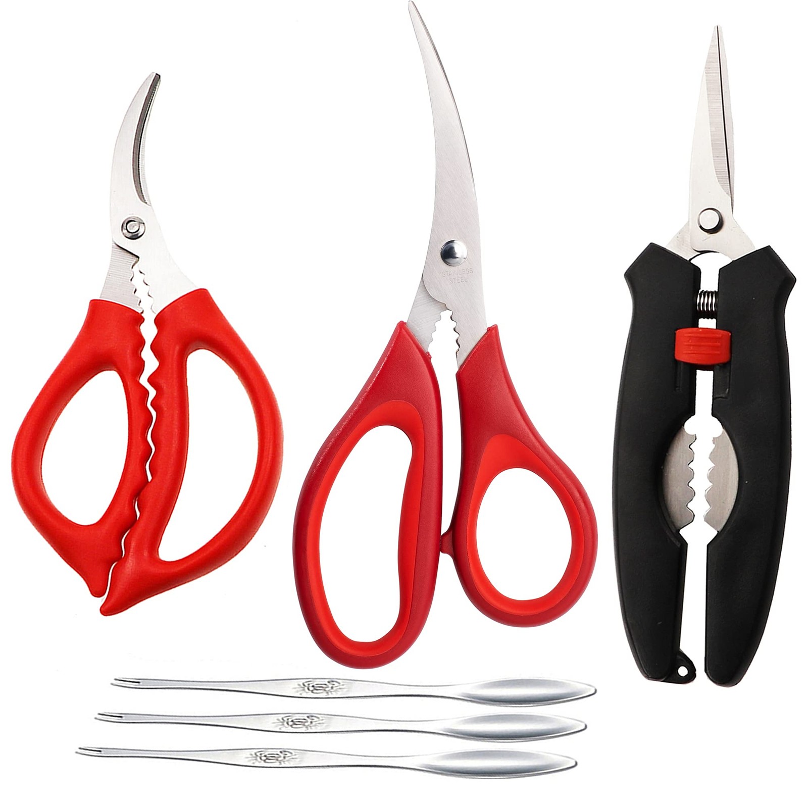 Seafood Scissors and Lobster Forks for Kitchen Scissors Seafood Scissors Fish...