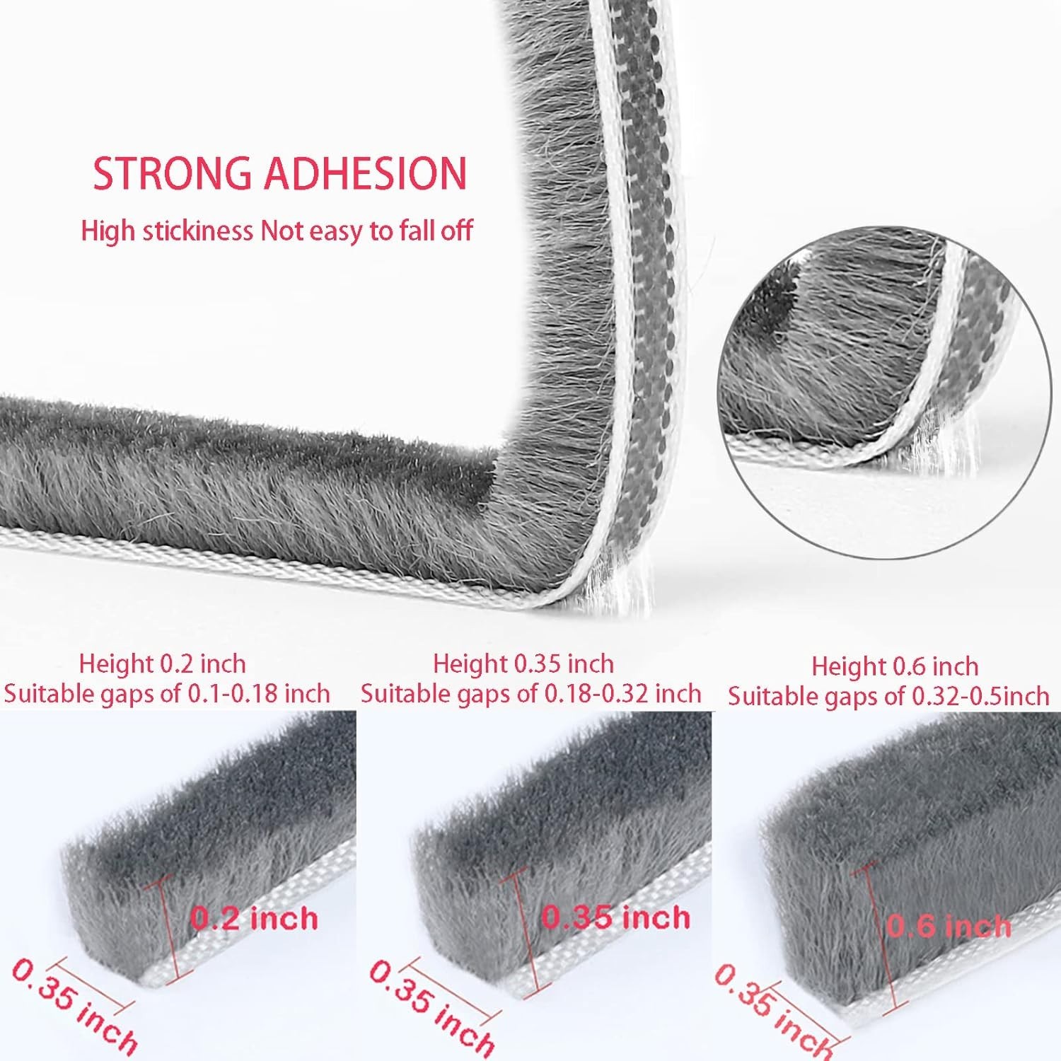 33 Ft Gray Self-Adhesive Soundproofing Weather Stripping for Doors and Window...