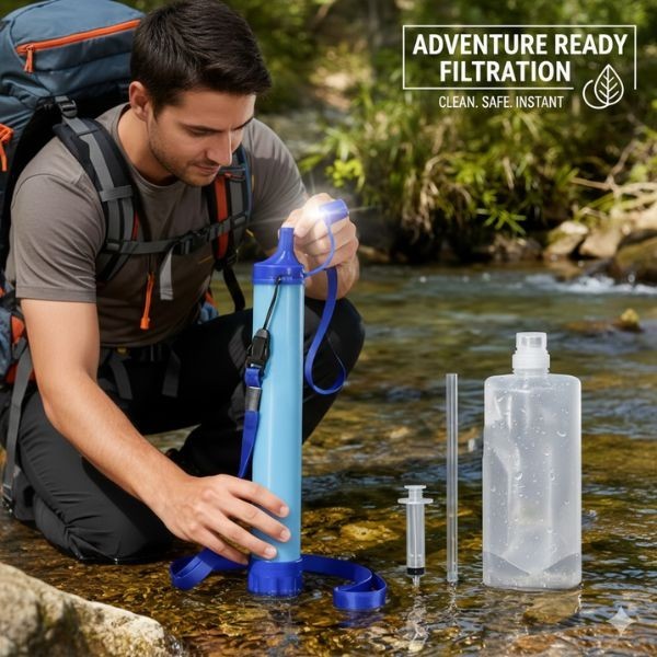 1pcs Outdoor Water Filter, Personal Straw Water Filtration System, Emergency