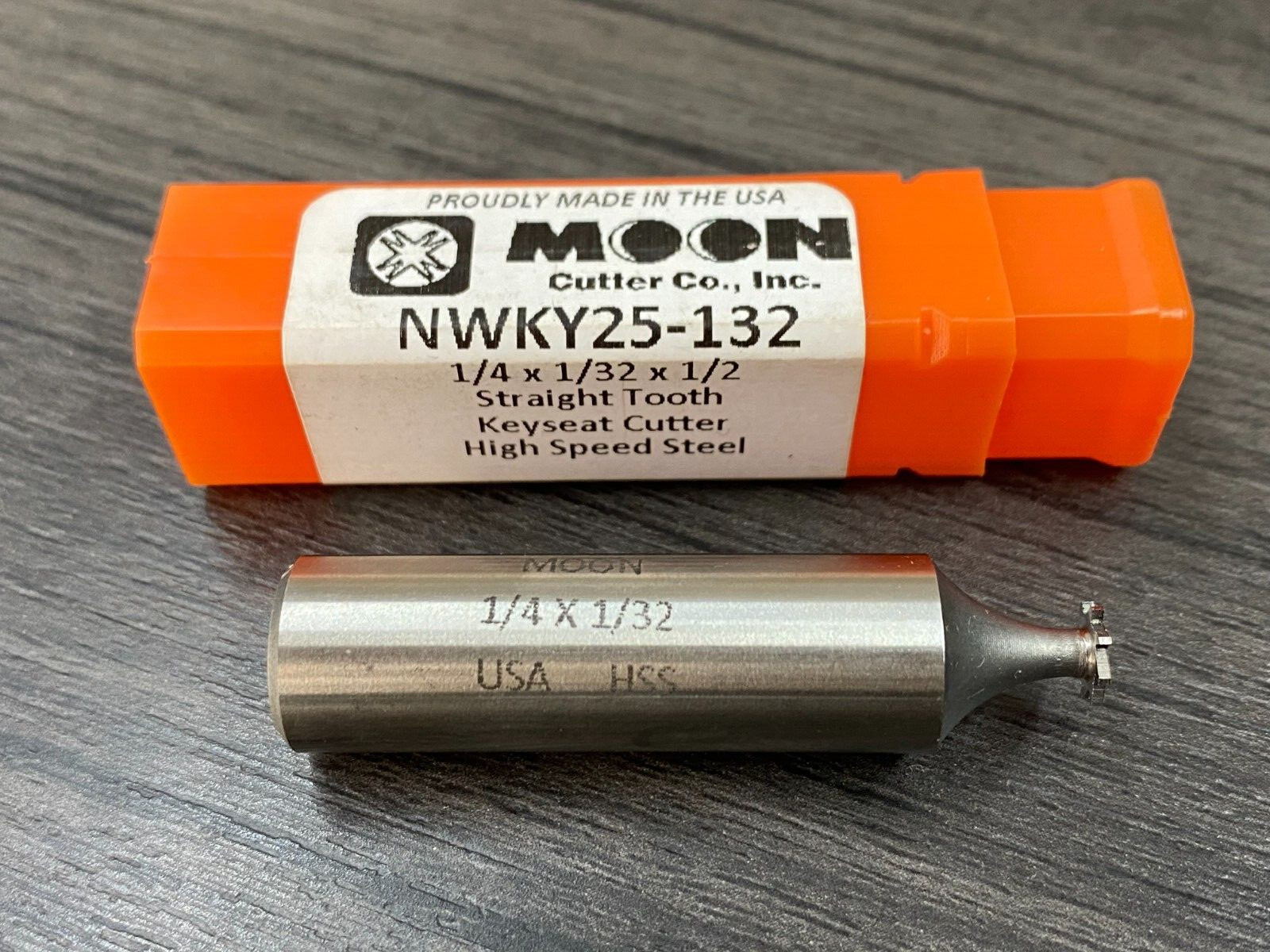 1/4" Diameter, 1/32" Wide HSS KeySeat Cutter Moon Cutter #NWKY25-132 USA