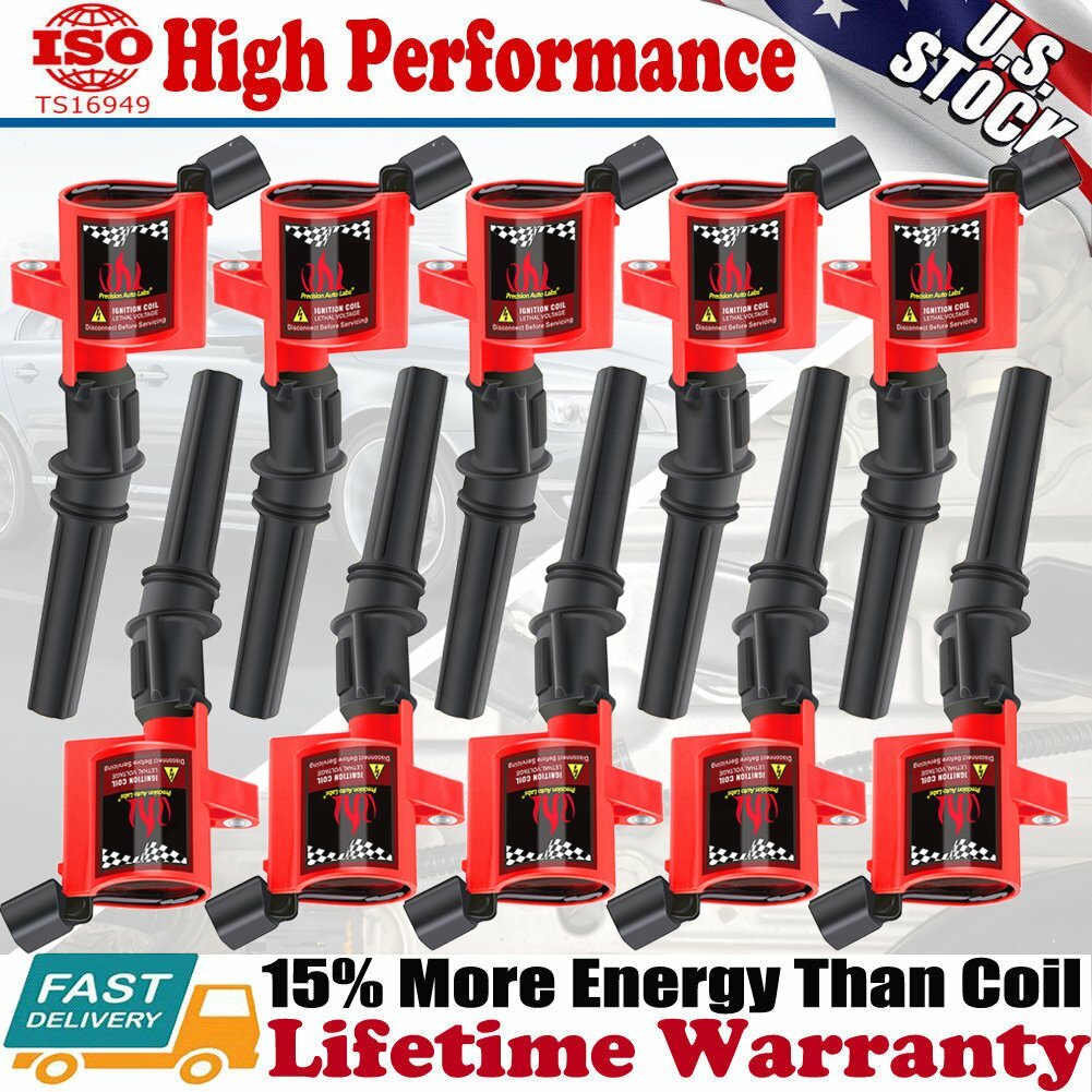 10 Pack Ignition Coils DG508 For Ford F150 F250 F350 4.6L 5.4L V8 & 6.8L V10