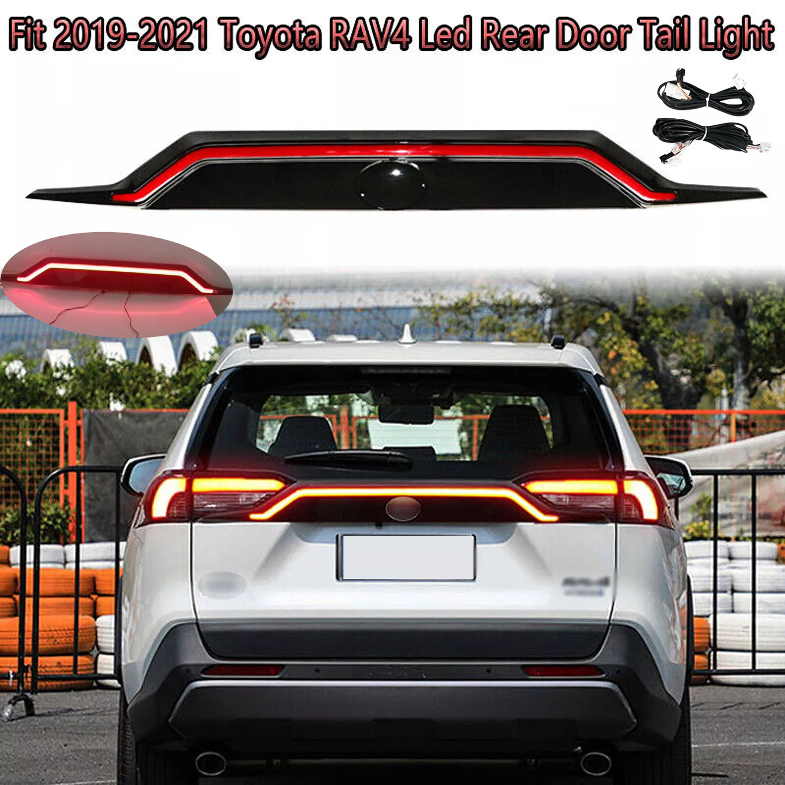 Fit 2019-2023 Toyota RAV4 Rear Door Trunk LED Tail Light Dynamic Through Lamp