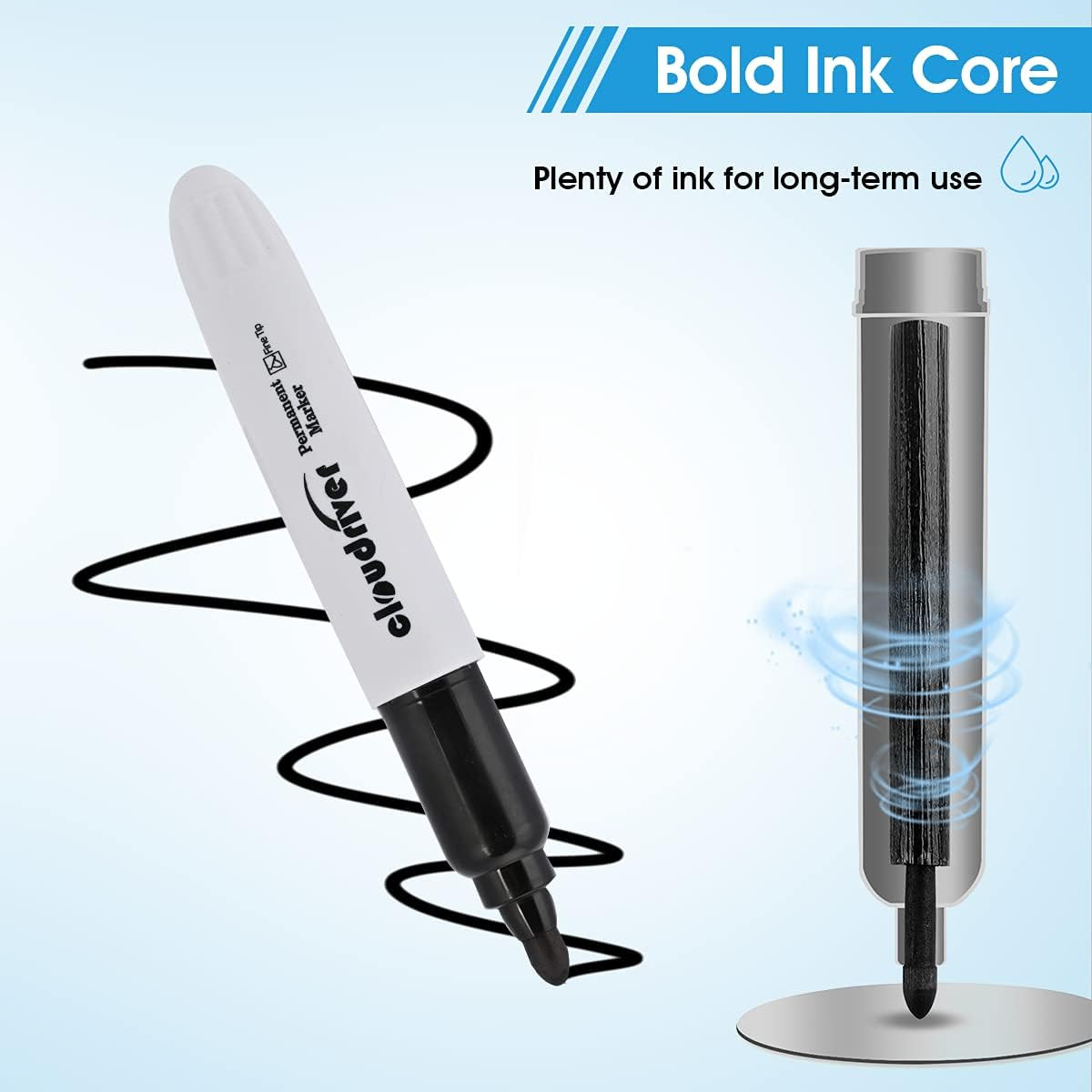 Jumbo Size Permanent Markers, Black, 20 Pack, Large Permanent Markers, King Perm