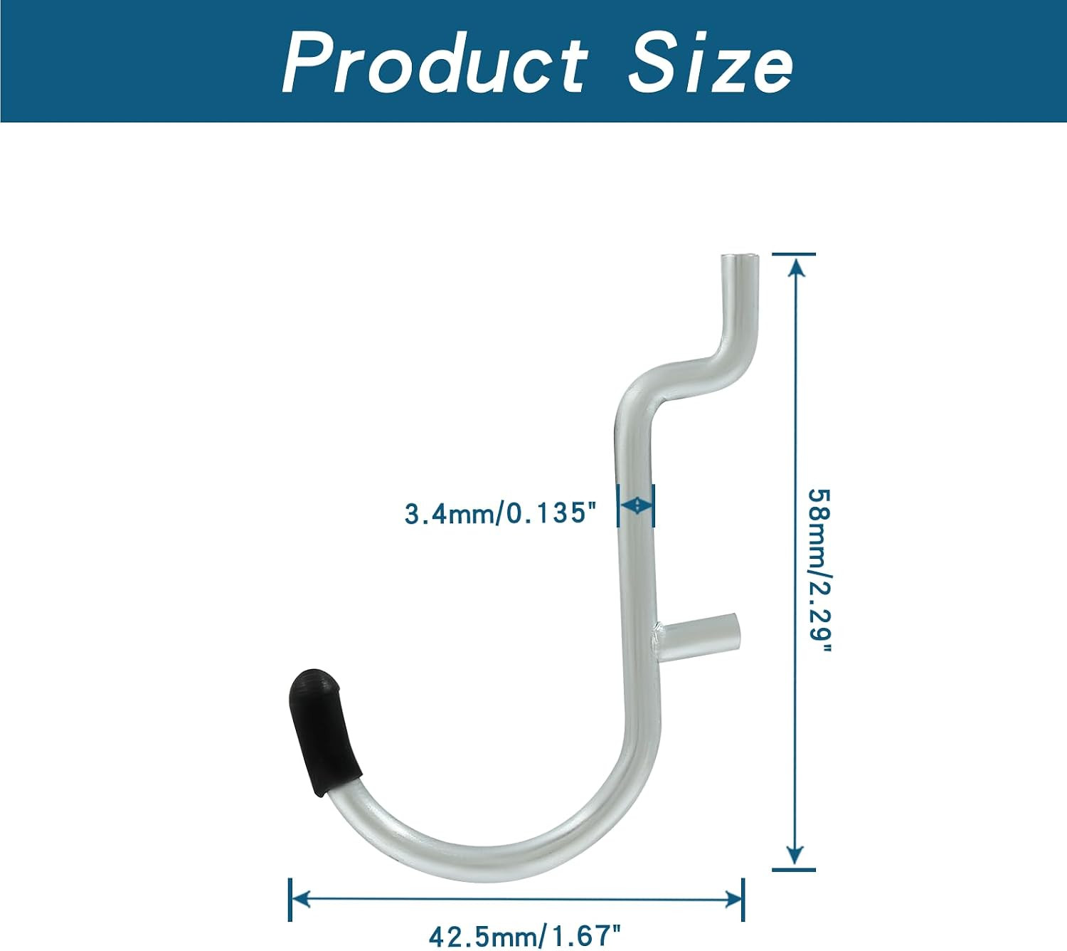 30Pcs Metal Pegboard J Hooks, 1/4" Pegboard Wall Display Assortment Peg Board