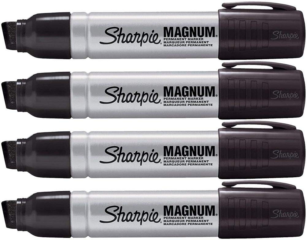 Sharpie 44001 Oversized Chisel Tip Extra Wide Magnum Permanent Marker (4 Pack...