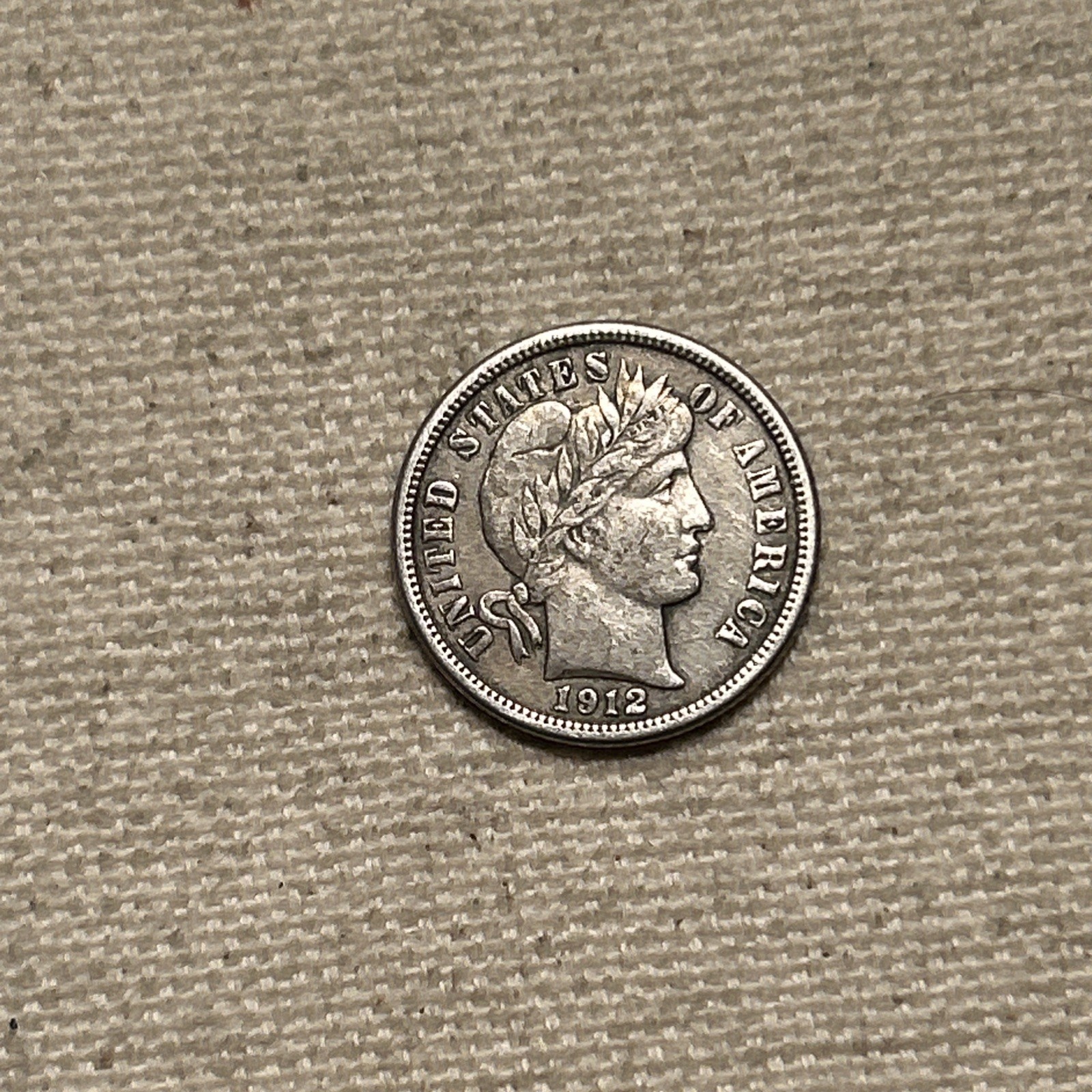 1912-P Barber Silver Dime Almost Uncirculated (AU) - Philadelphia Mint 310-43