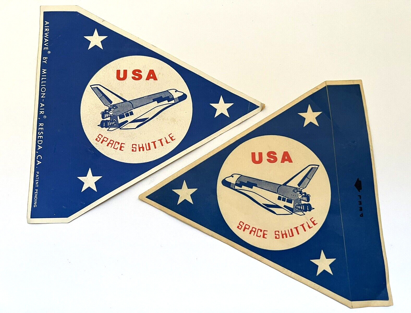 Lot of 2 Vintage USA Space Shuttle Stickers Airwave by Million-Air Reseda, CA