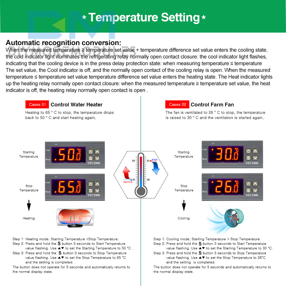 110-220V STC-1000 Temperature Controller Temp Sensor Thermostat Control Digital