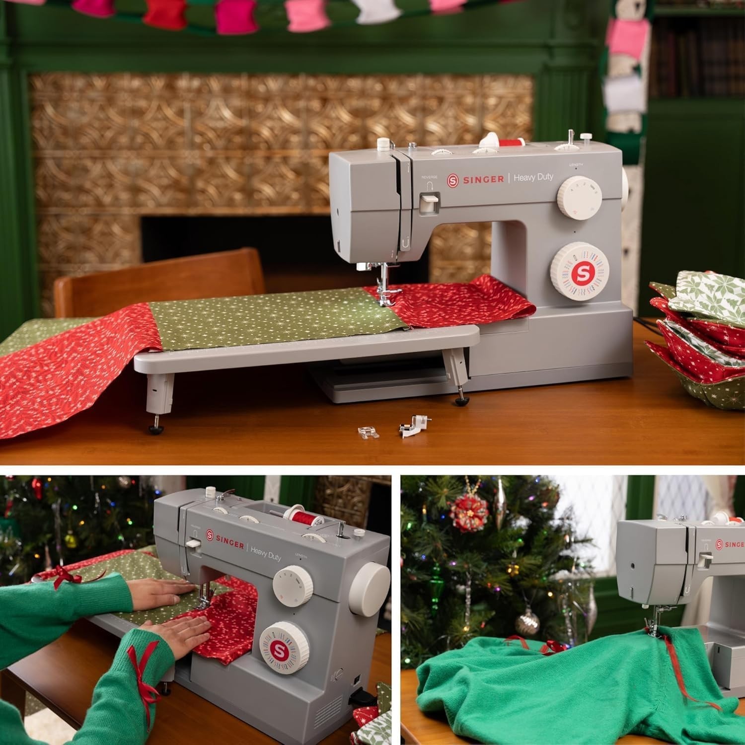 Singer 4452 Heavy Duty Sewing Machine Bundle w/ Table, 110 Stitches, LED Light