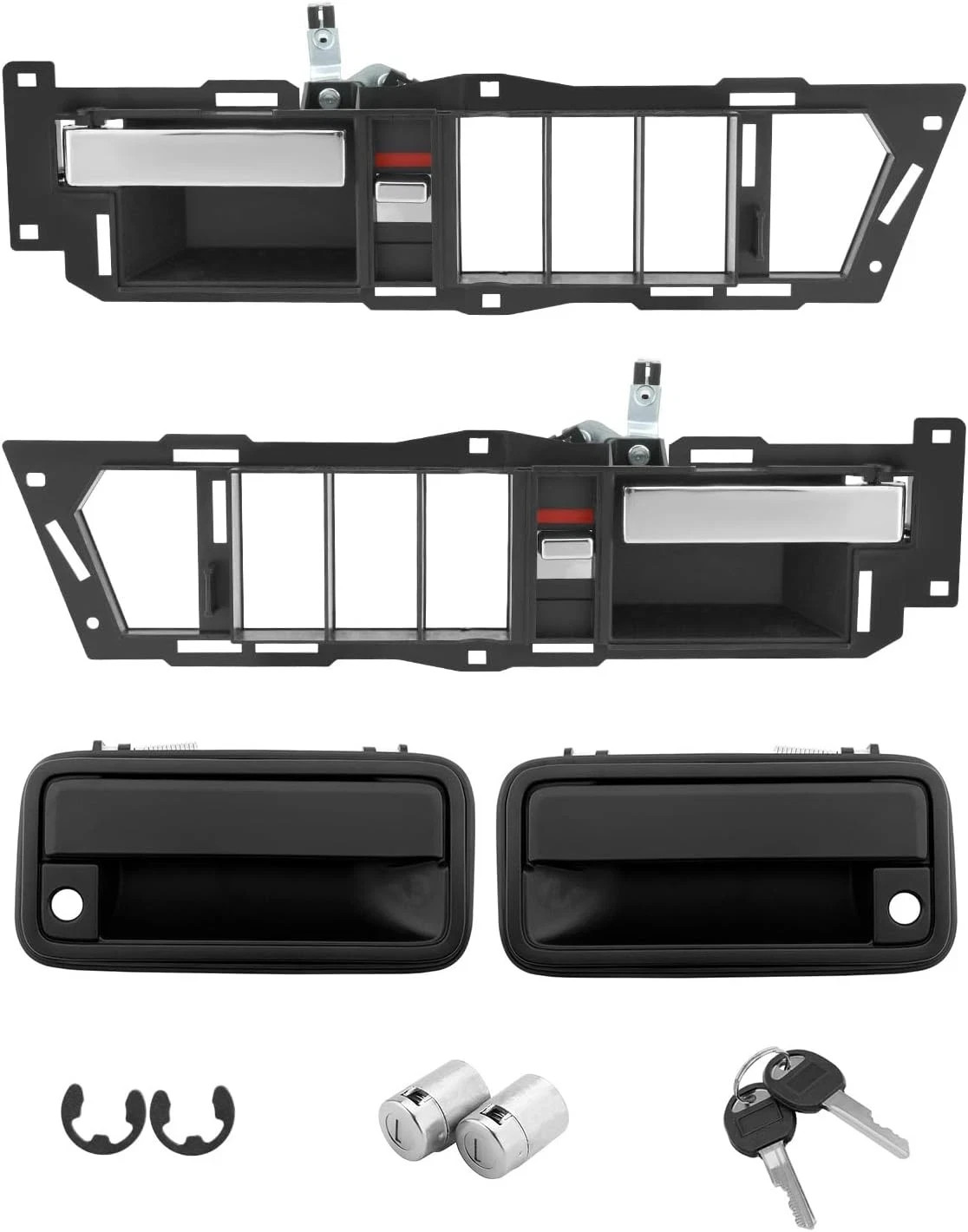 Interior & Exterior Door Handle Set, Compatible with 1988-1994 Chevy GMC K1500 K