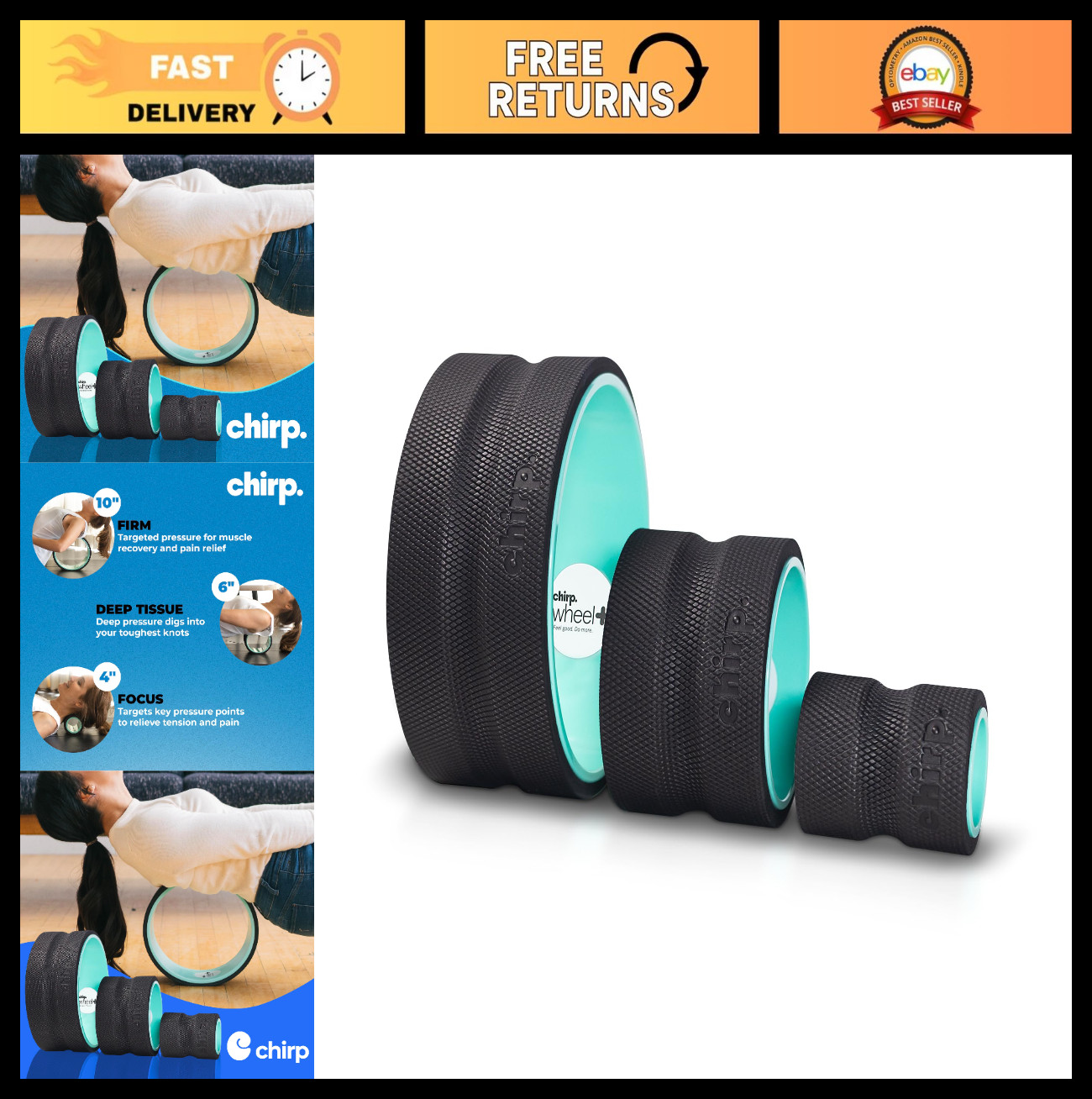 3-Pack Foam Roller Set for Back & Neck Pain Relief | Decompression Wheels, 4/6/1