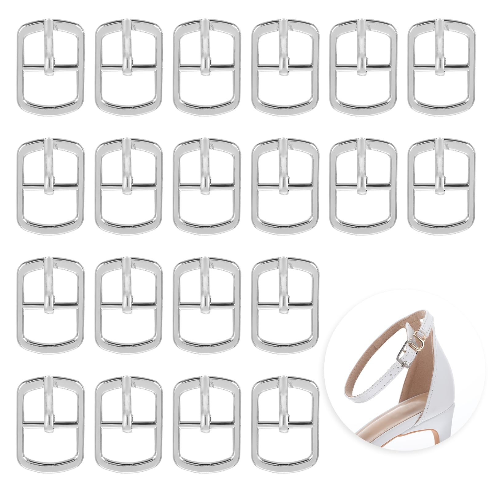20pcs Shoes Buckles Metal Single Prong Pin Shoes Buckles, Adjustable Slide Bu...