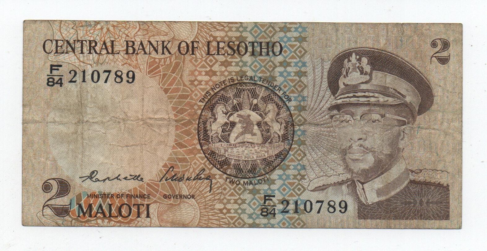 LESOTHO 2 MALOTI 1984 PICK 4B LOOK SCANS