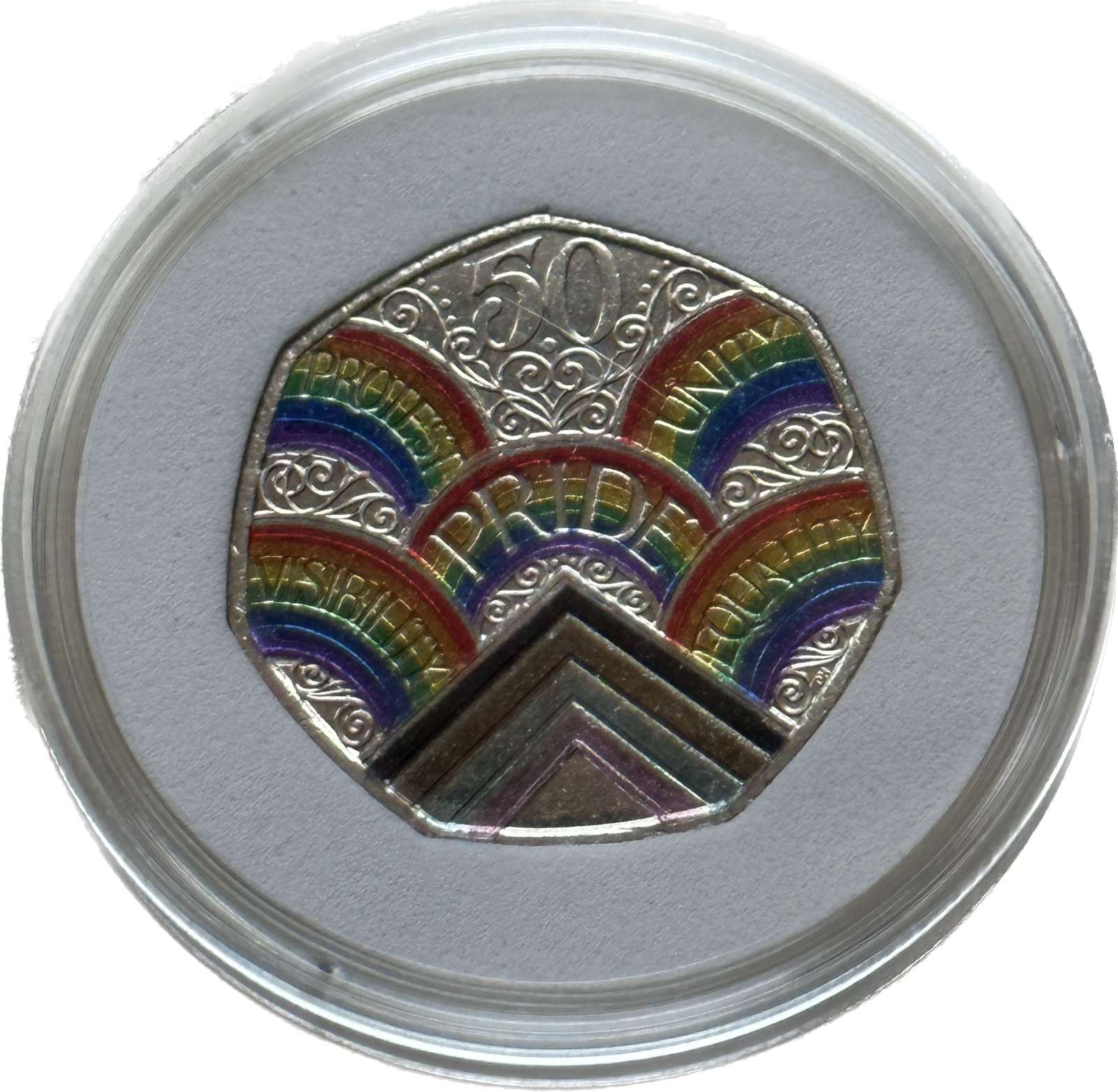 LGBT PRIDE Rainbow COIN (UK , 2022)- Colorized coin with display frame